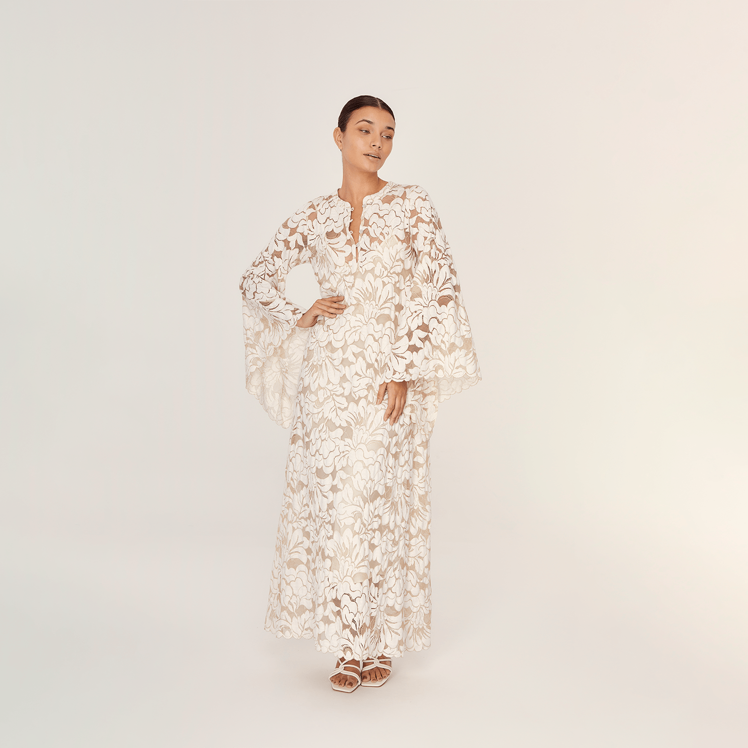 . DRESS 25 LONG TUNIC COTTON POLYAMIDE CREME 385