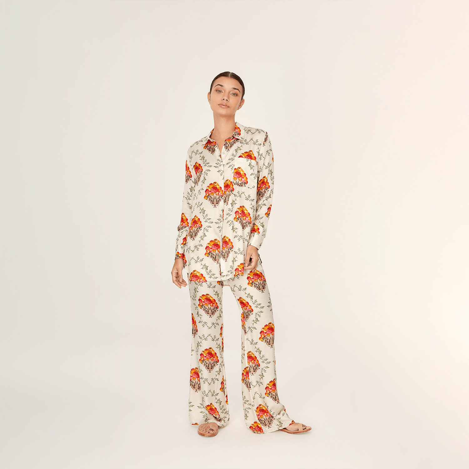 . BLOUSE 25 SHIRT 100% SILK VIA FLORA 444