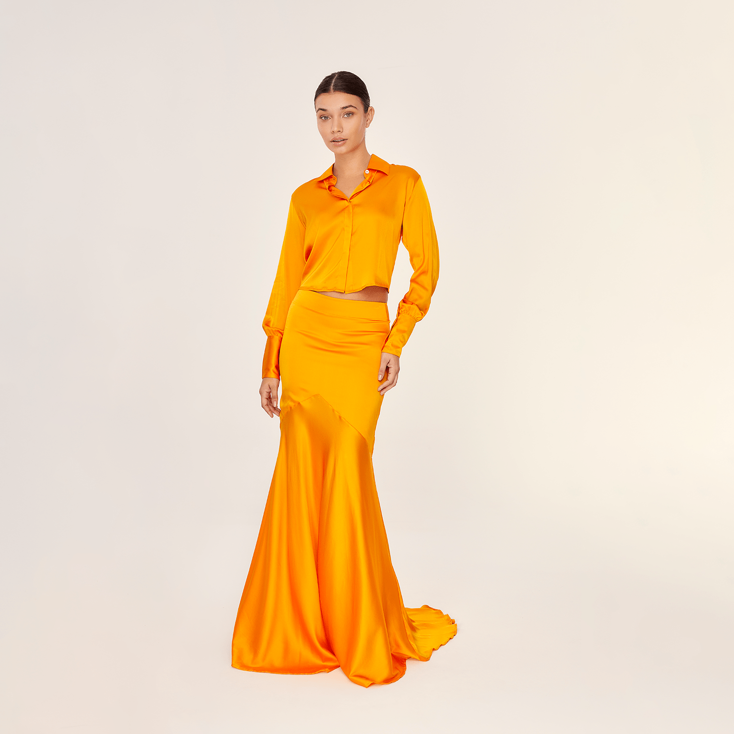 . BLOUSE 25 SHIRT SILK ELASTANE PAPAYA 447