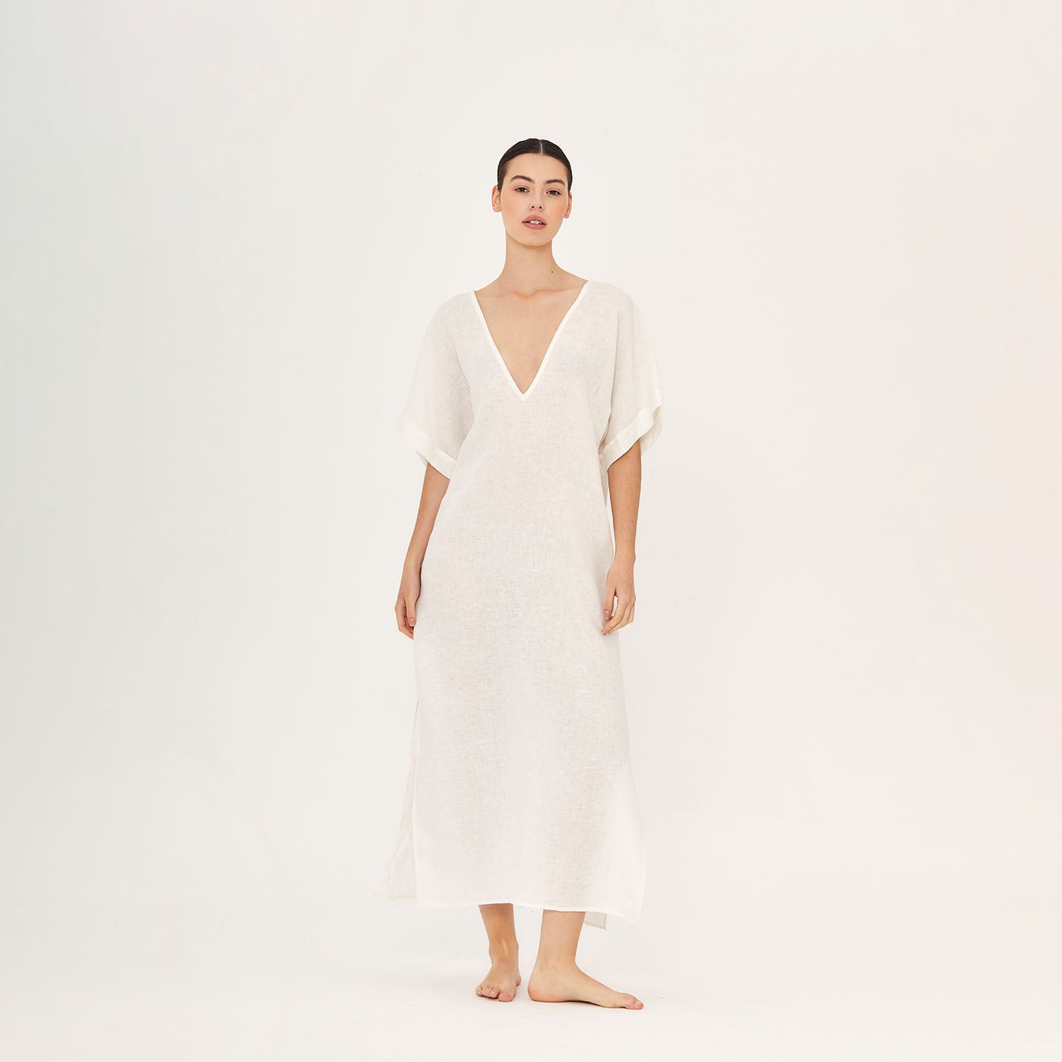 LONG TUNIC 100% LINEN BLANC 390