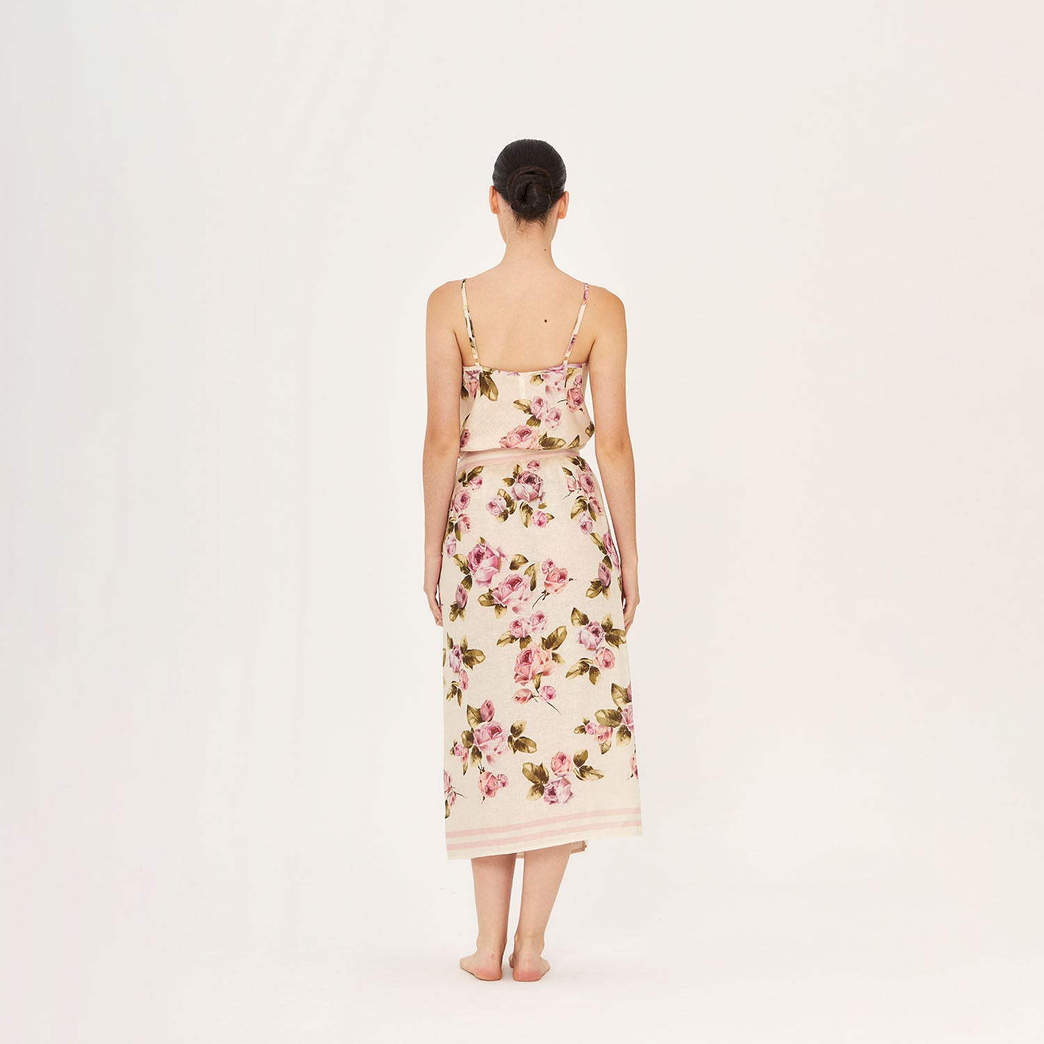 WRAP SKIRT 100% LINEN ROSE 527 LI