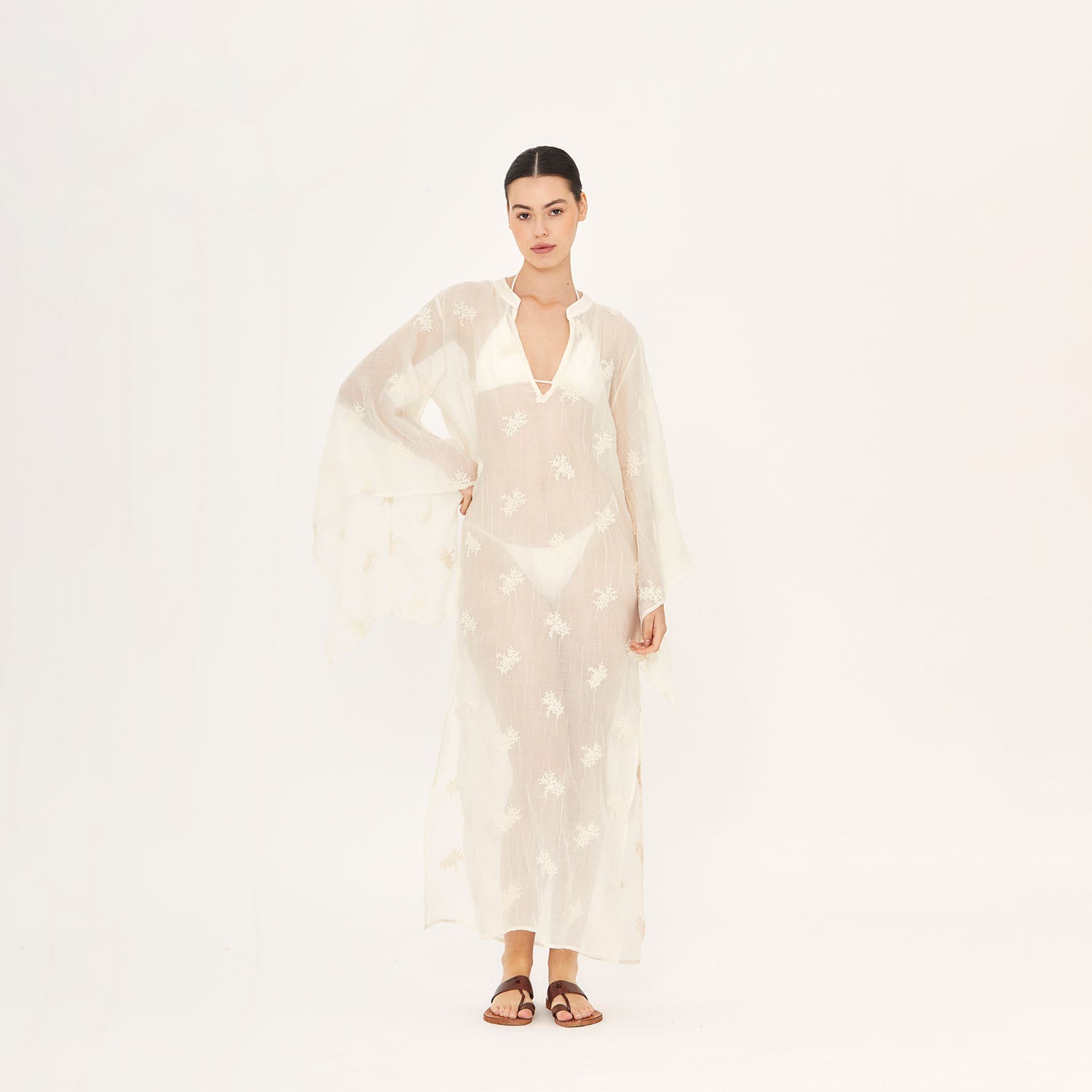 LONG KAFTAN COTTON VISCOSE LA PERLE 351