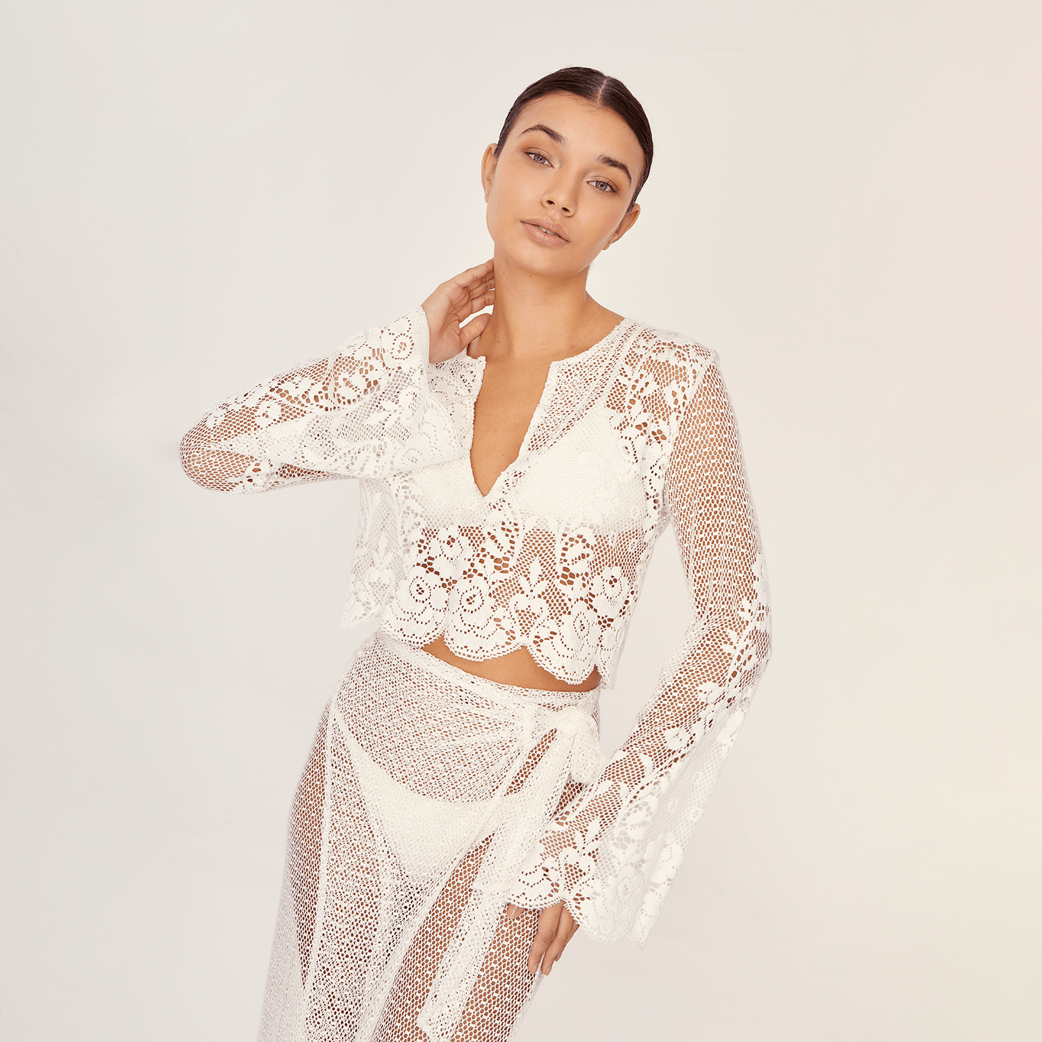 . SKIRT 25 MIDI WRAP SKIRT VANILLA MIX 514