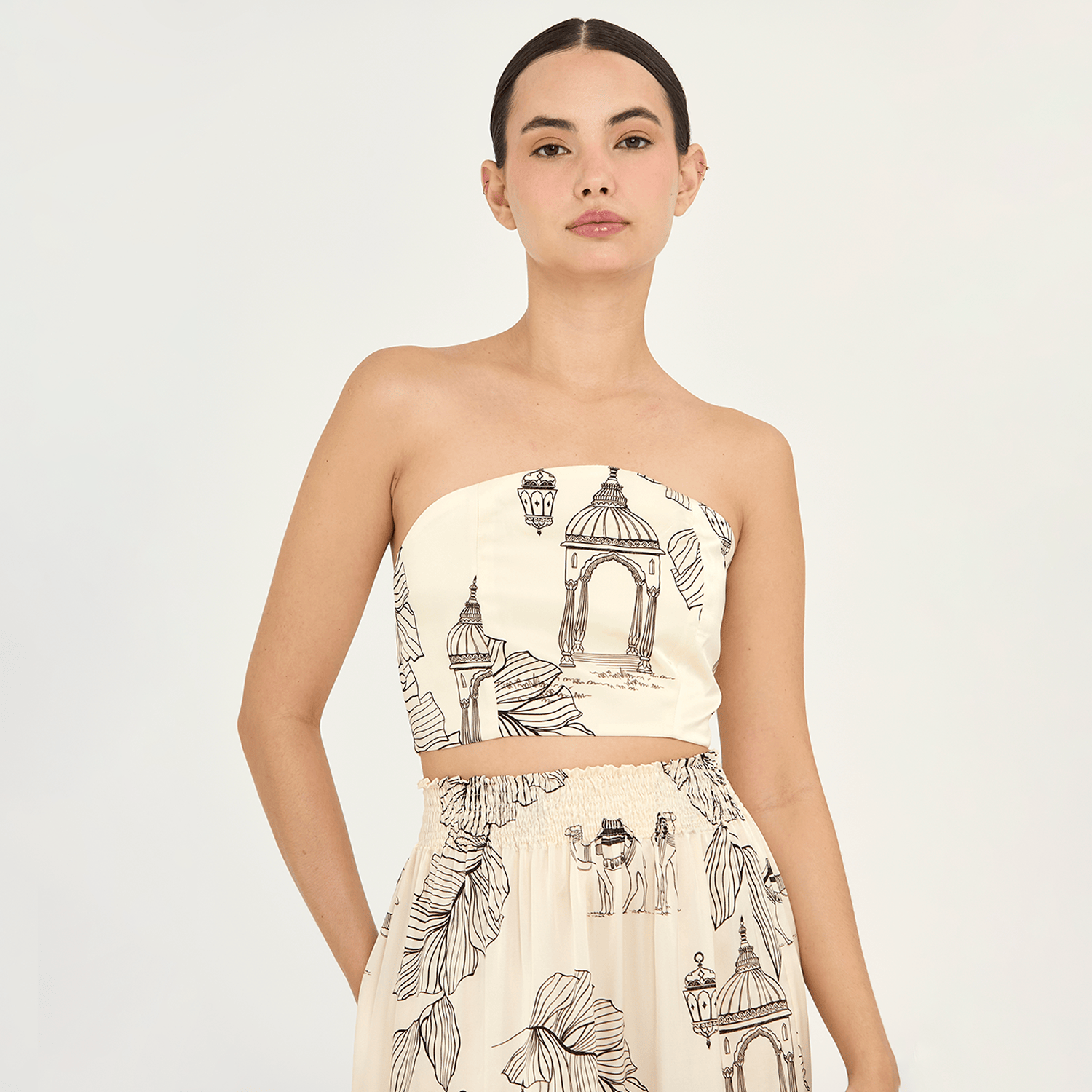 Aguaclara Swimwear Aguaclara | Camel Toile - Set Bustier Top & Maxi Skirt
