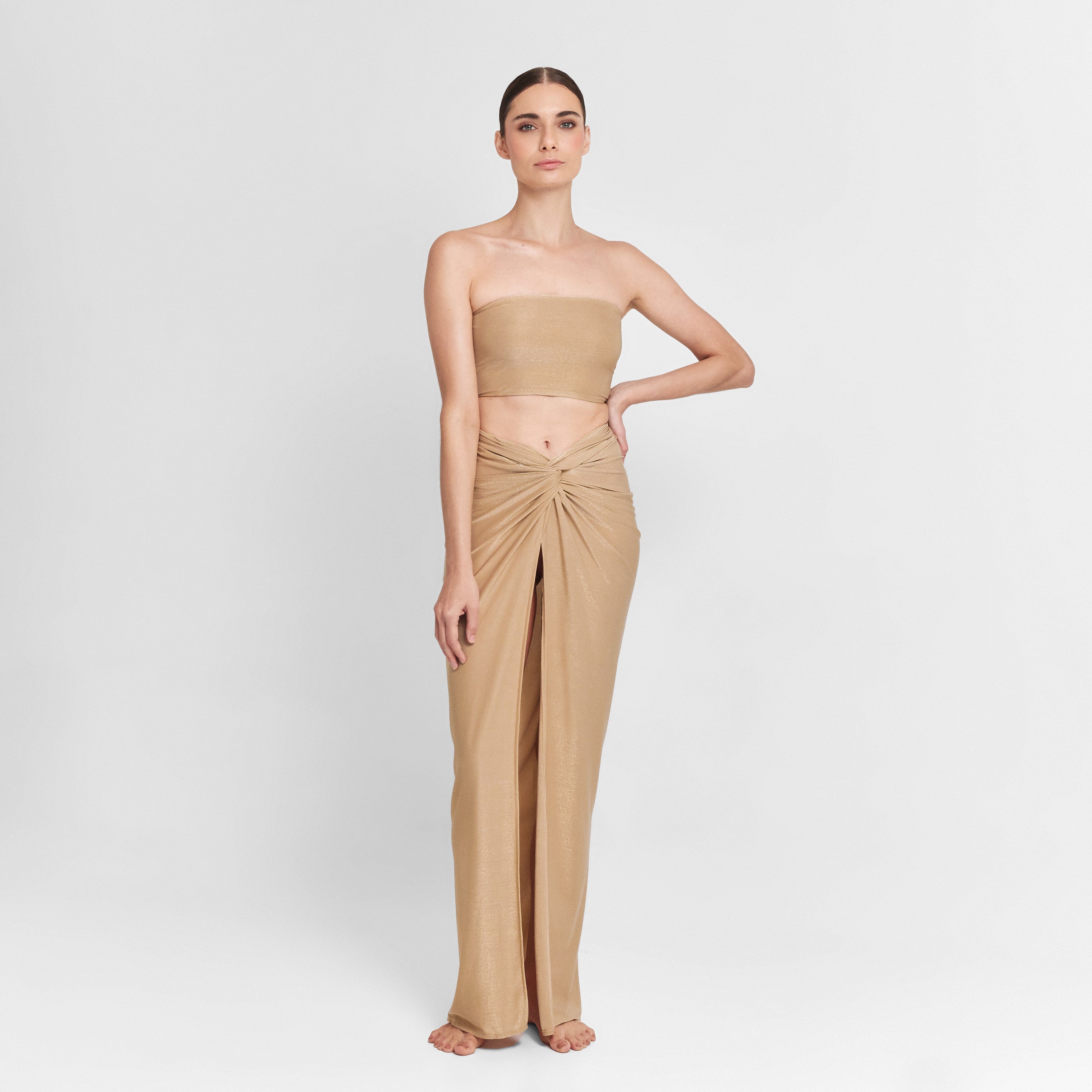 . BLOUSE 24 BANDEAU POLYAMIDE & METALLIC FIBER DOREE