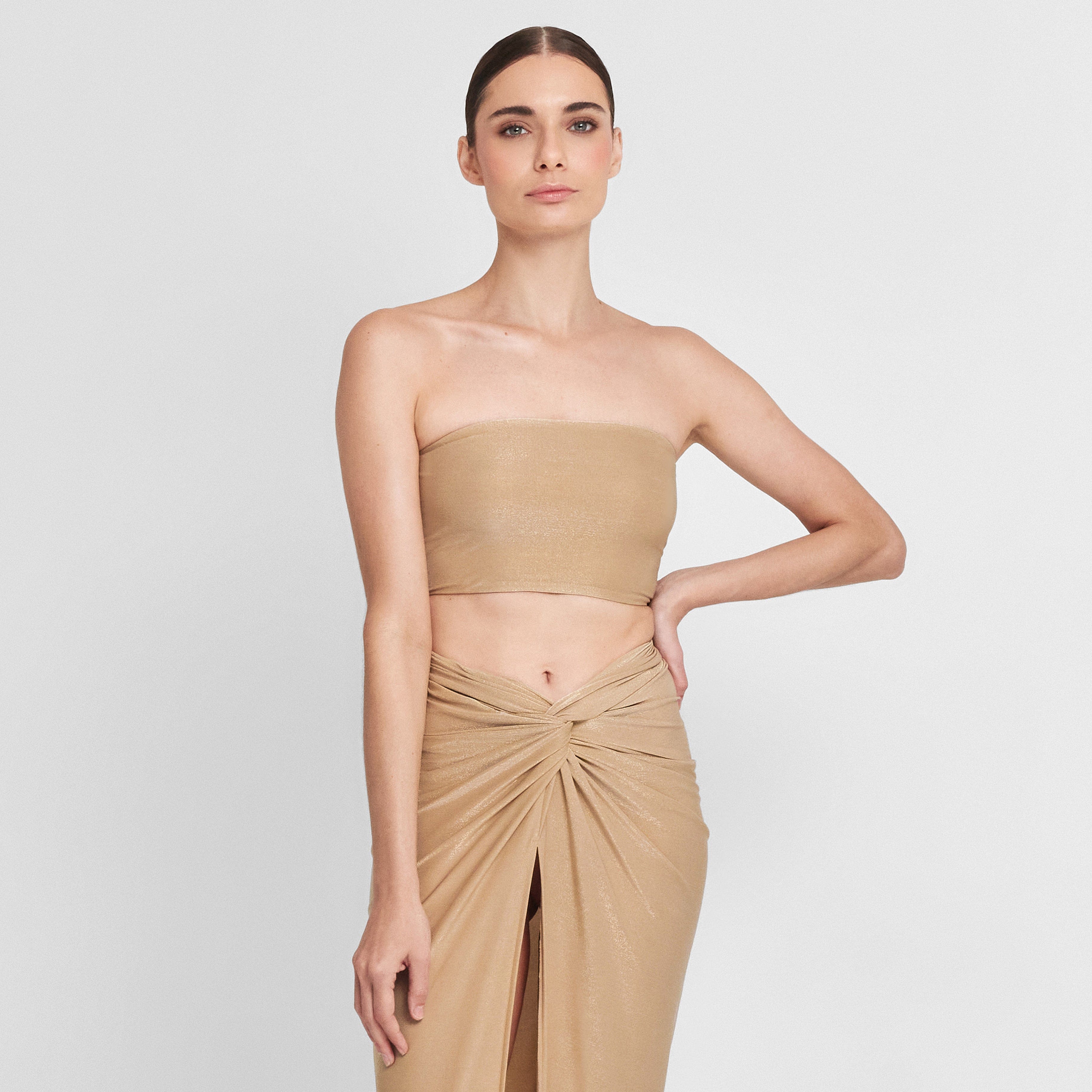 . BLOUSE 24 XL BANDEAU POLYAMIDE & METALLIC FIBER DOREE