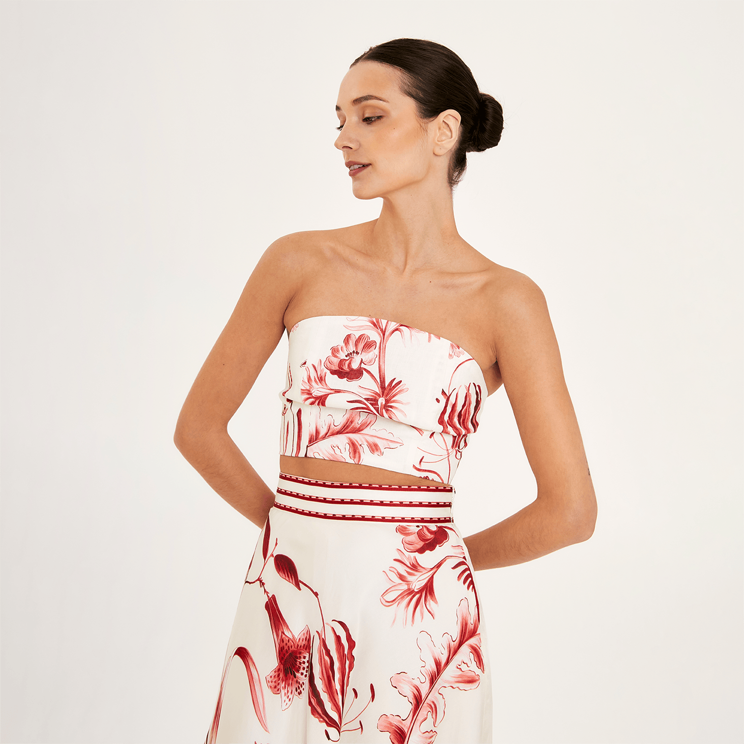 . BLOUSE 26 BUSTIER 100% LINEN ROUGE 412