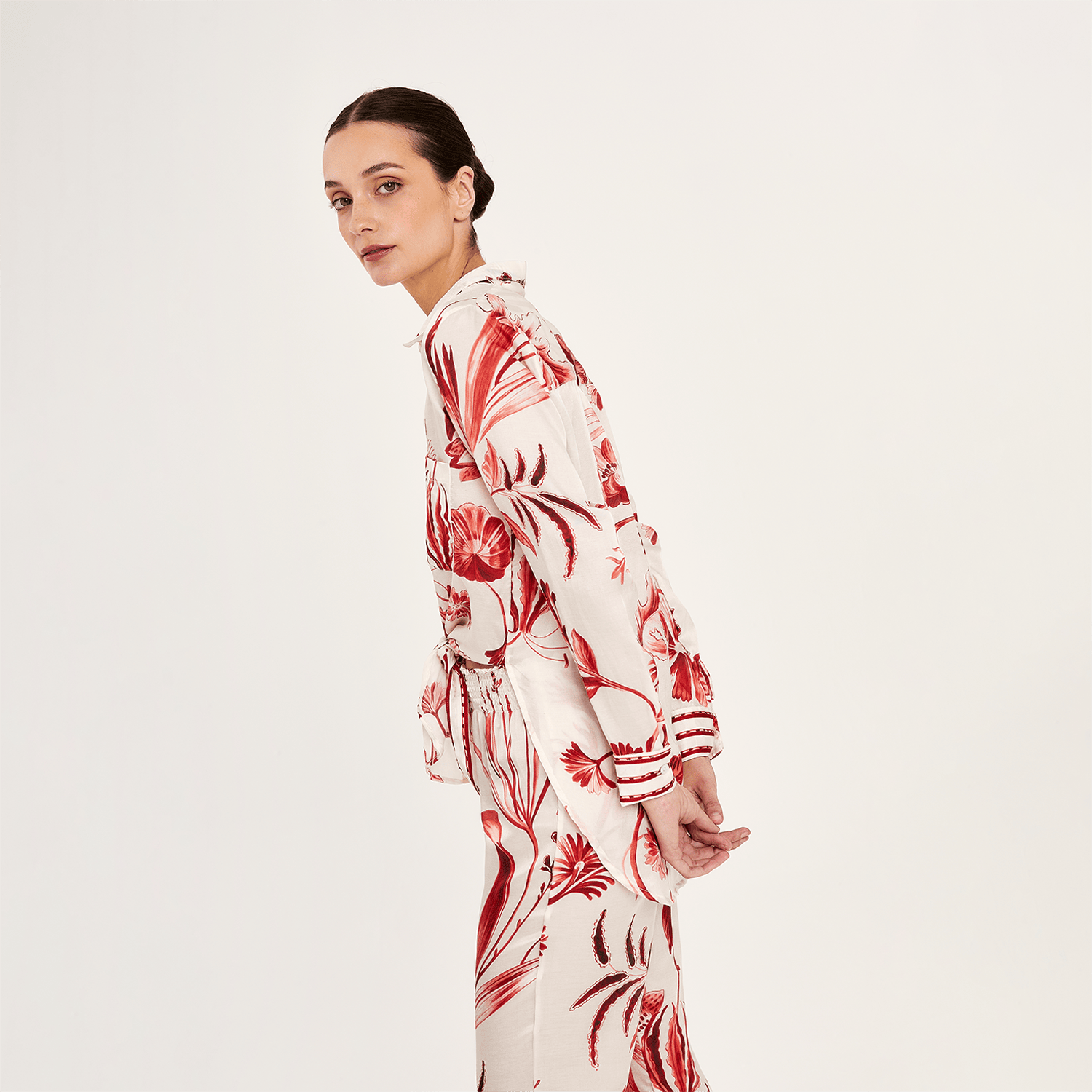 . BLOUSE 26 SHIRT COTTON SILK ROUGE 444