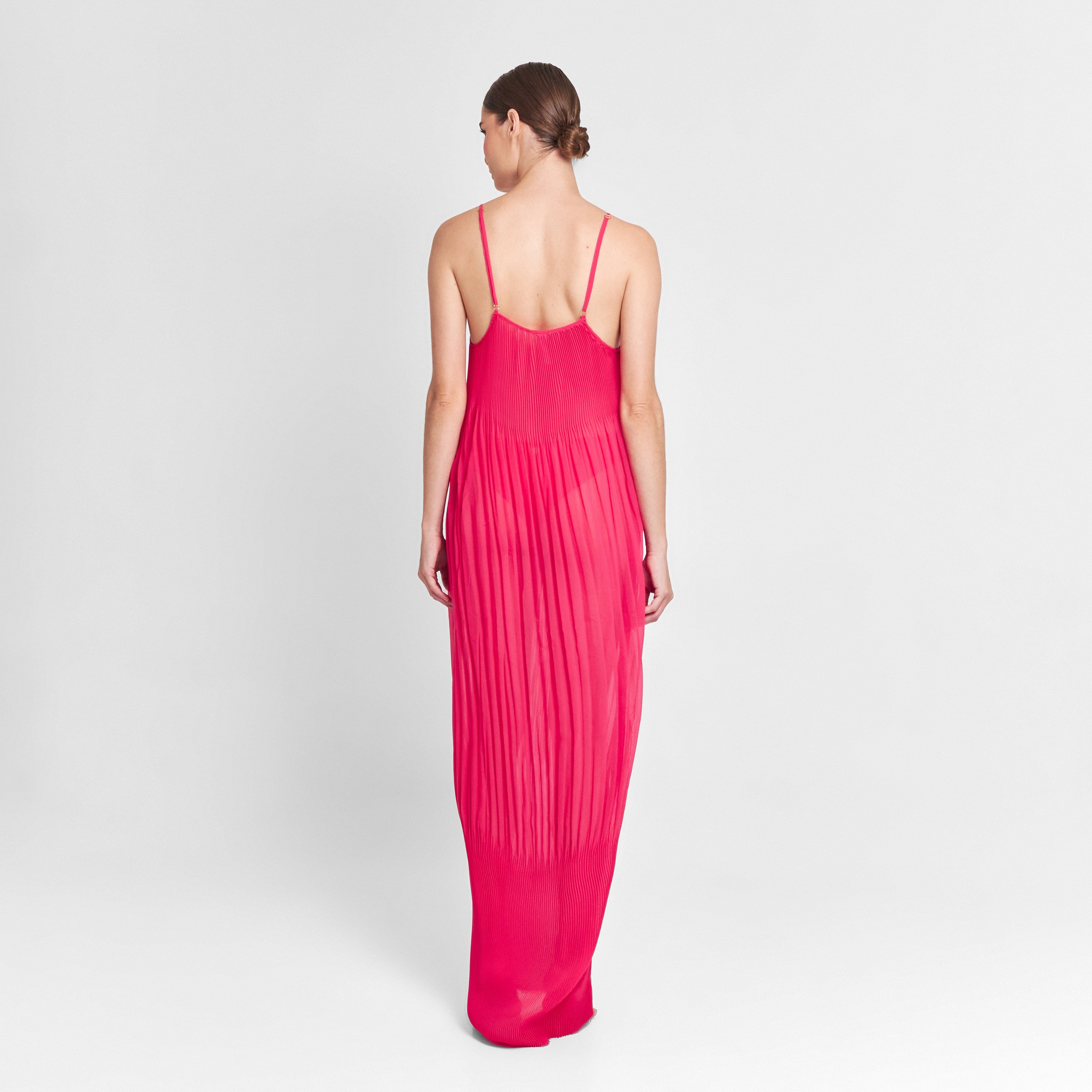 . DRESS 24 MAXI DRESS 100% POLYESTER FUCHSIA