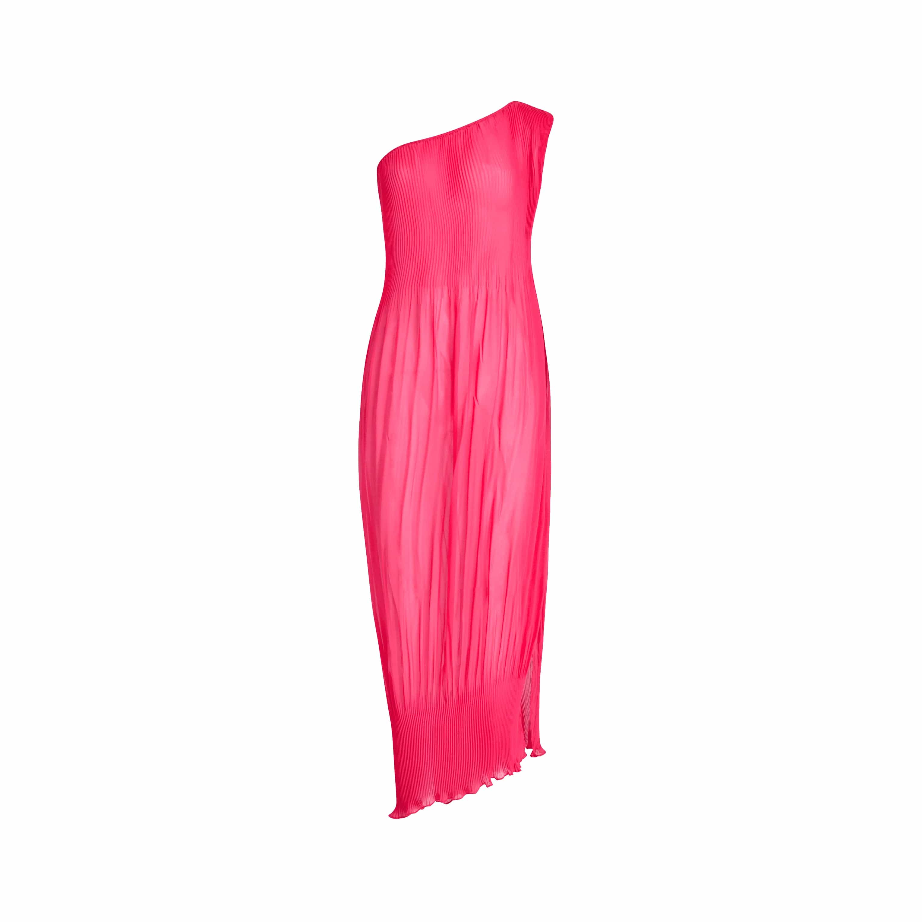 . DRESS 24 S/M ONE SHOULDER MAXI TUNIC 100% POLYESTER FUCHSIA