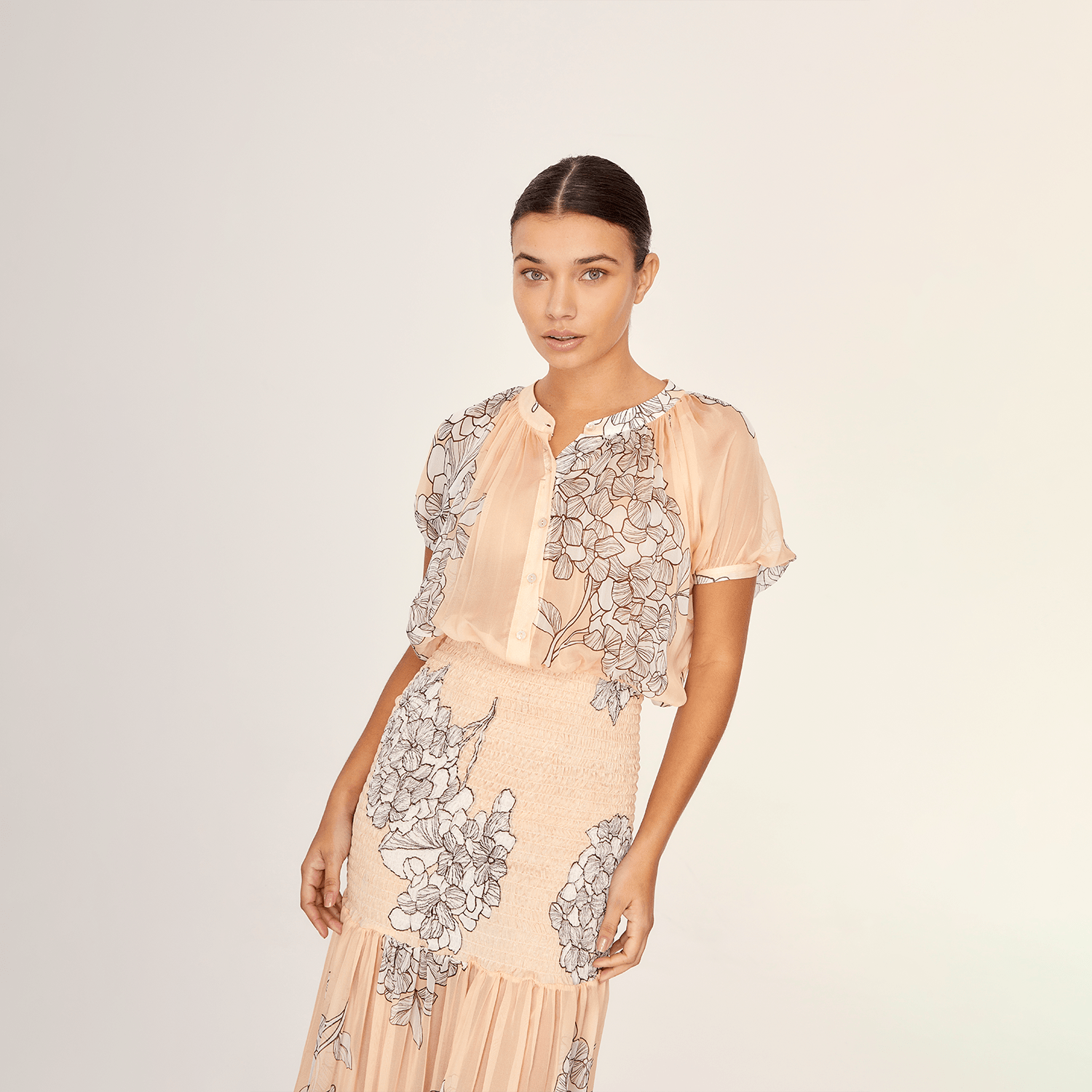 . DRESS 25 MAXI DRESS 100% SILK CHIFFON HORTENSE MAUVE 255