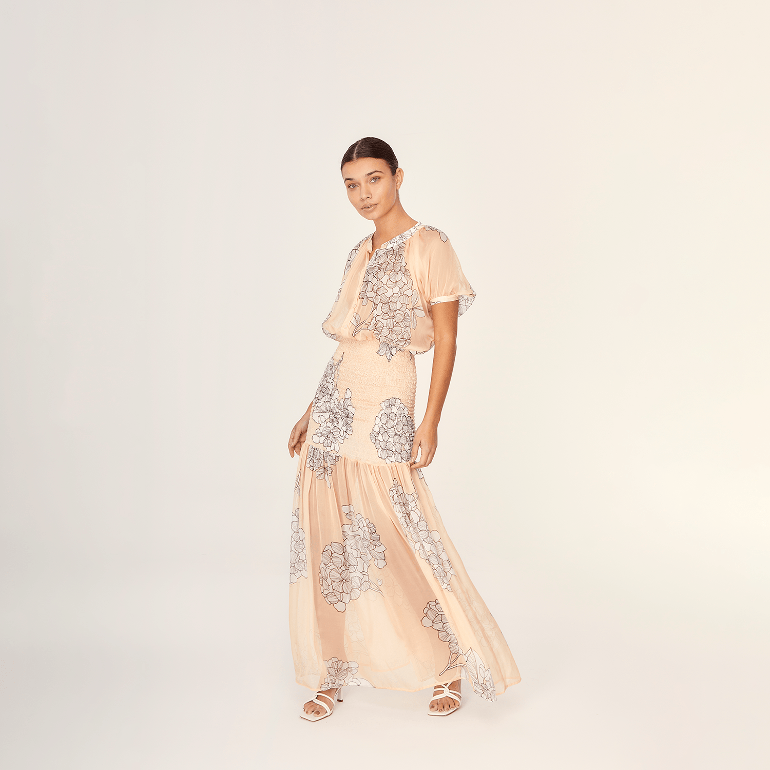 . DRESS 25 MAXI DRESS 100% SILK CHIFFON HORTENSE MAUVE 255