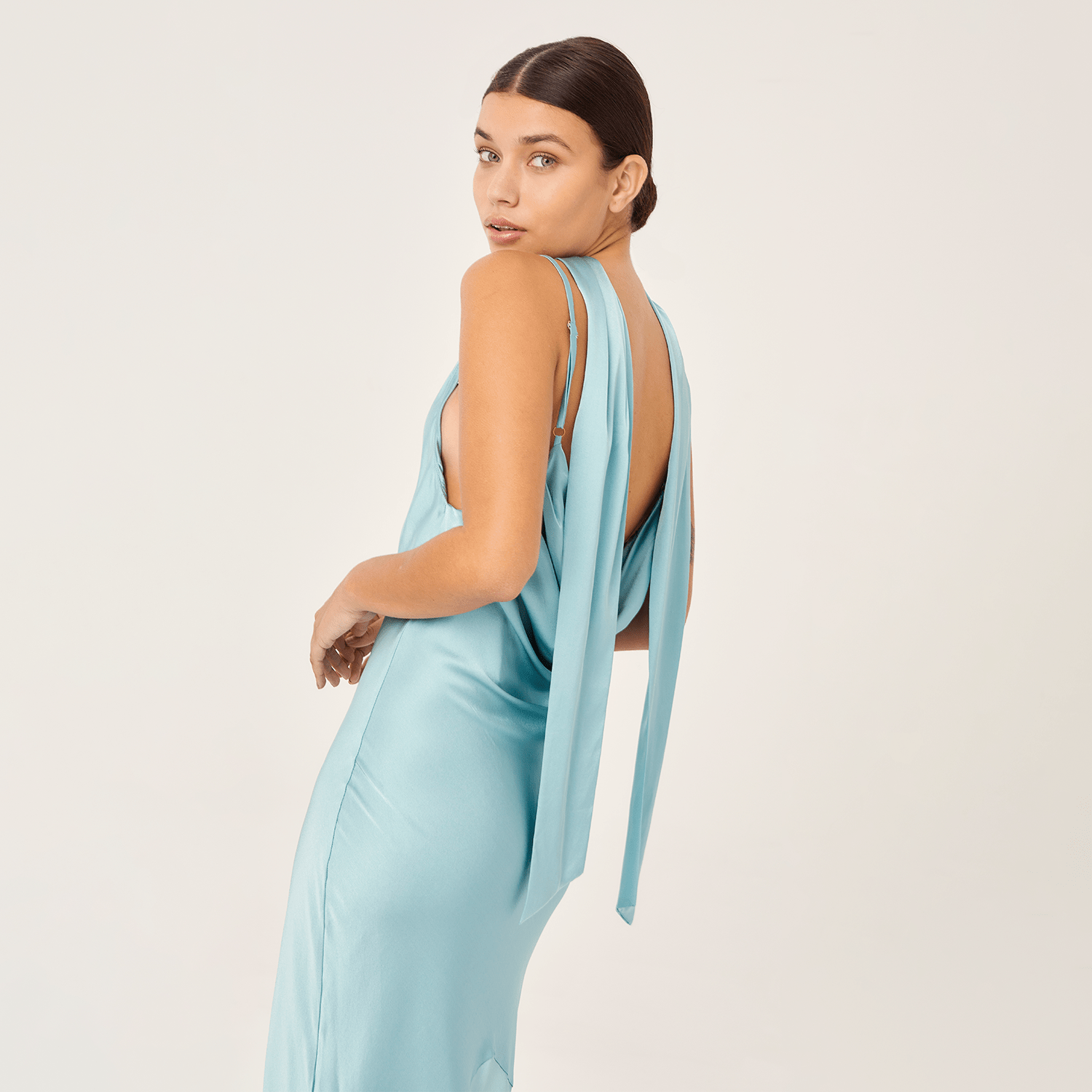 . DRESS 25 SLIP MAXI DRESS SILK ELASTANE TURQUOISE 273