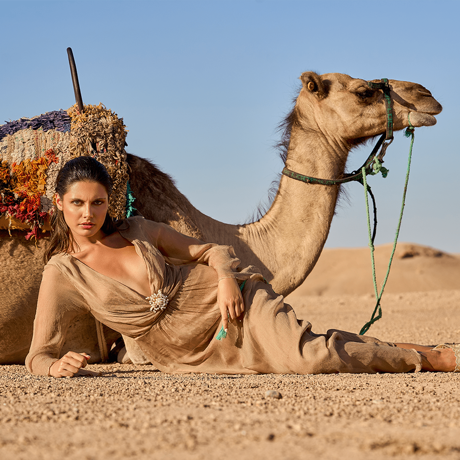 . DRESS 26 LONG DRESS 100% SILK CHIFFON DUNE 252