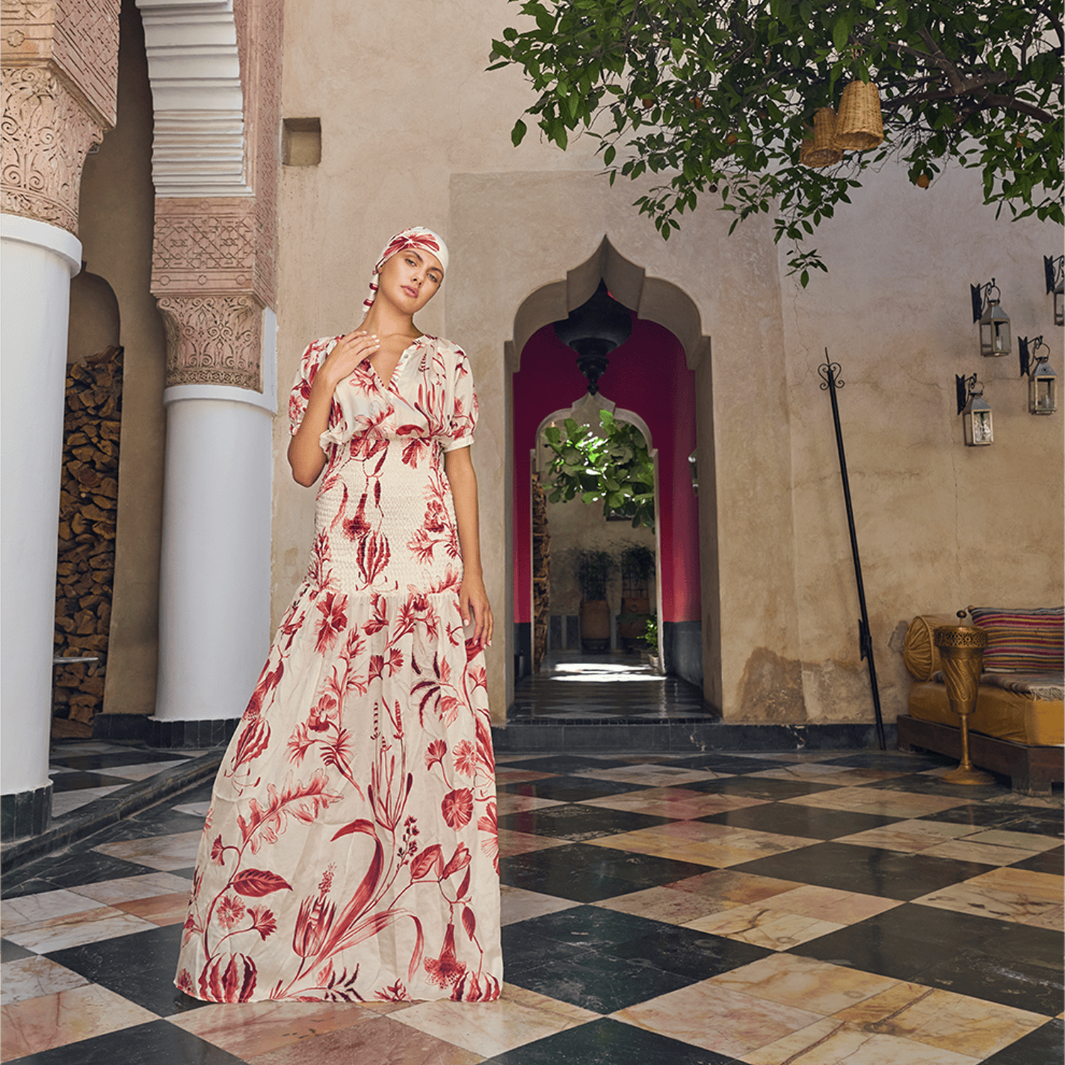 . DRESS 26 MAXI DRESS COTTON SILK ROUGE 255