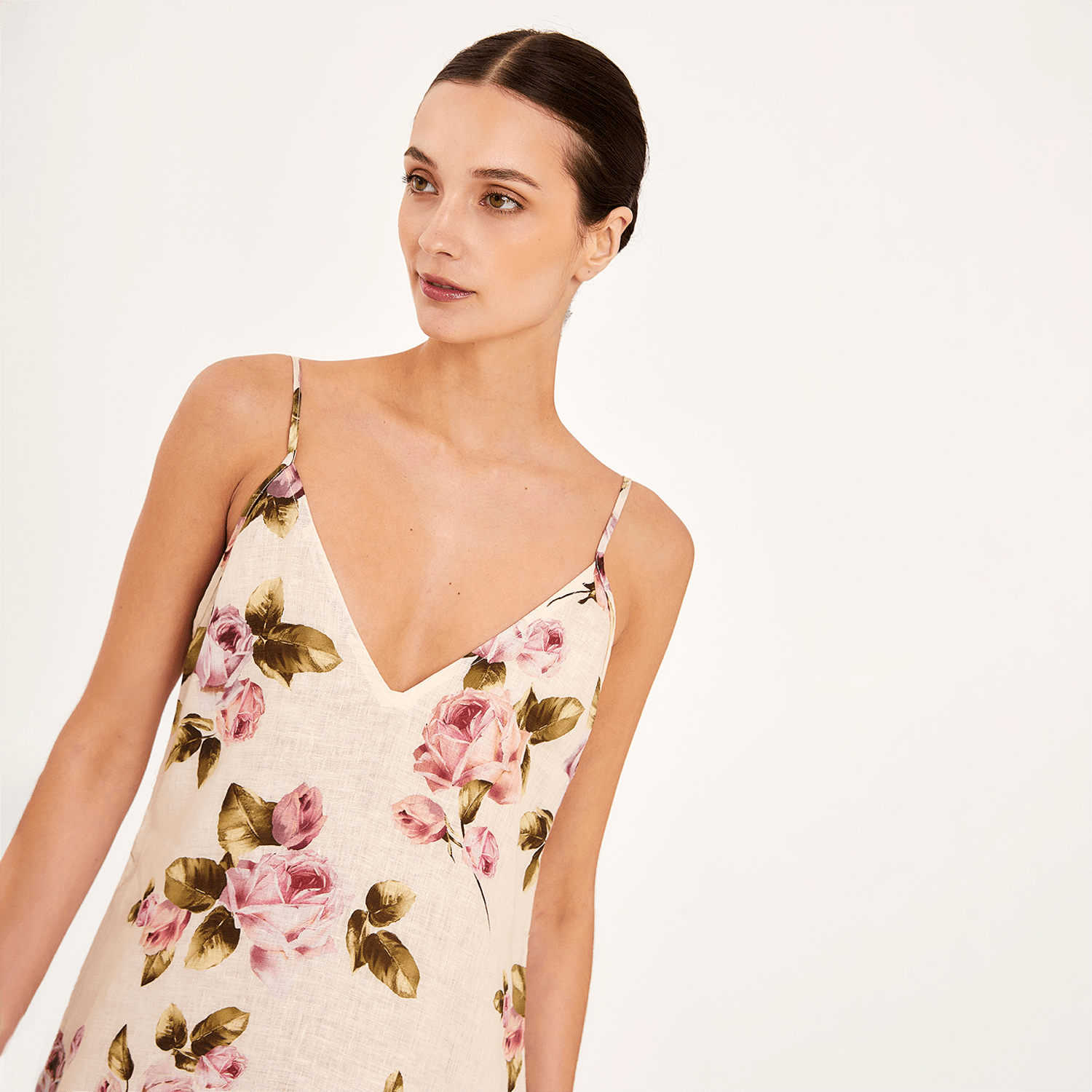 . DRESS 26 MIDI SLIP DRESS 100% LINEN ROSE 257