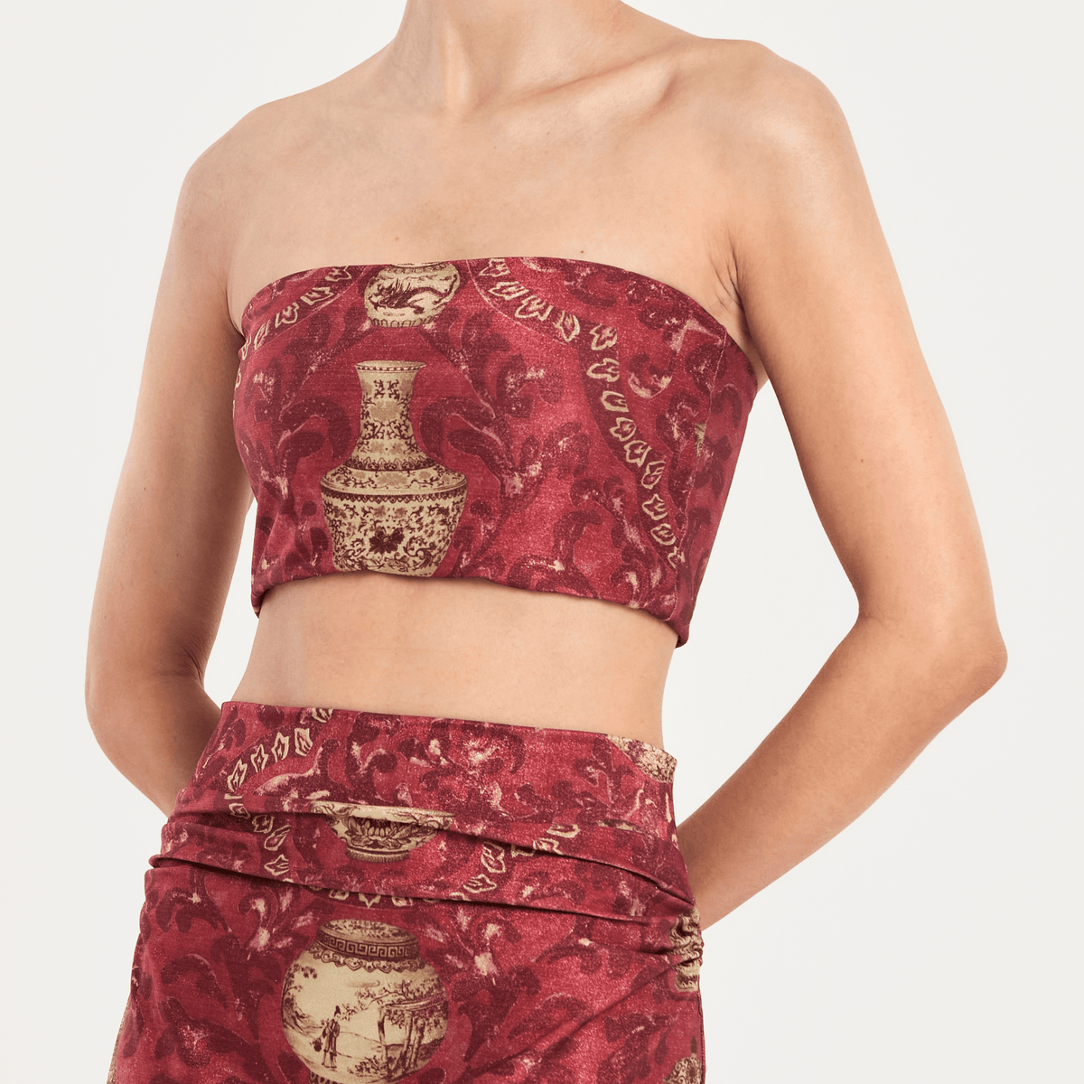 IMPERIAL RED BLOUSE 27 Aguaclara | Strapless Bandeau Top Imperial Red