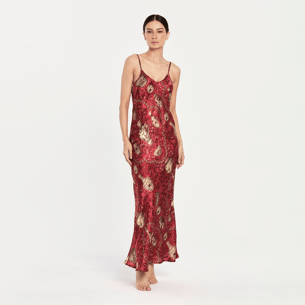 IMPERIAL RED DRESS 27 Aguaclara | Midi Slip Dress Imperial Red
