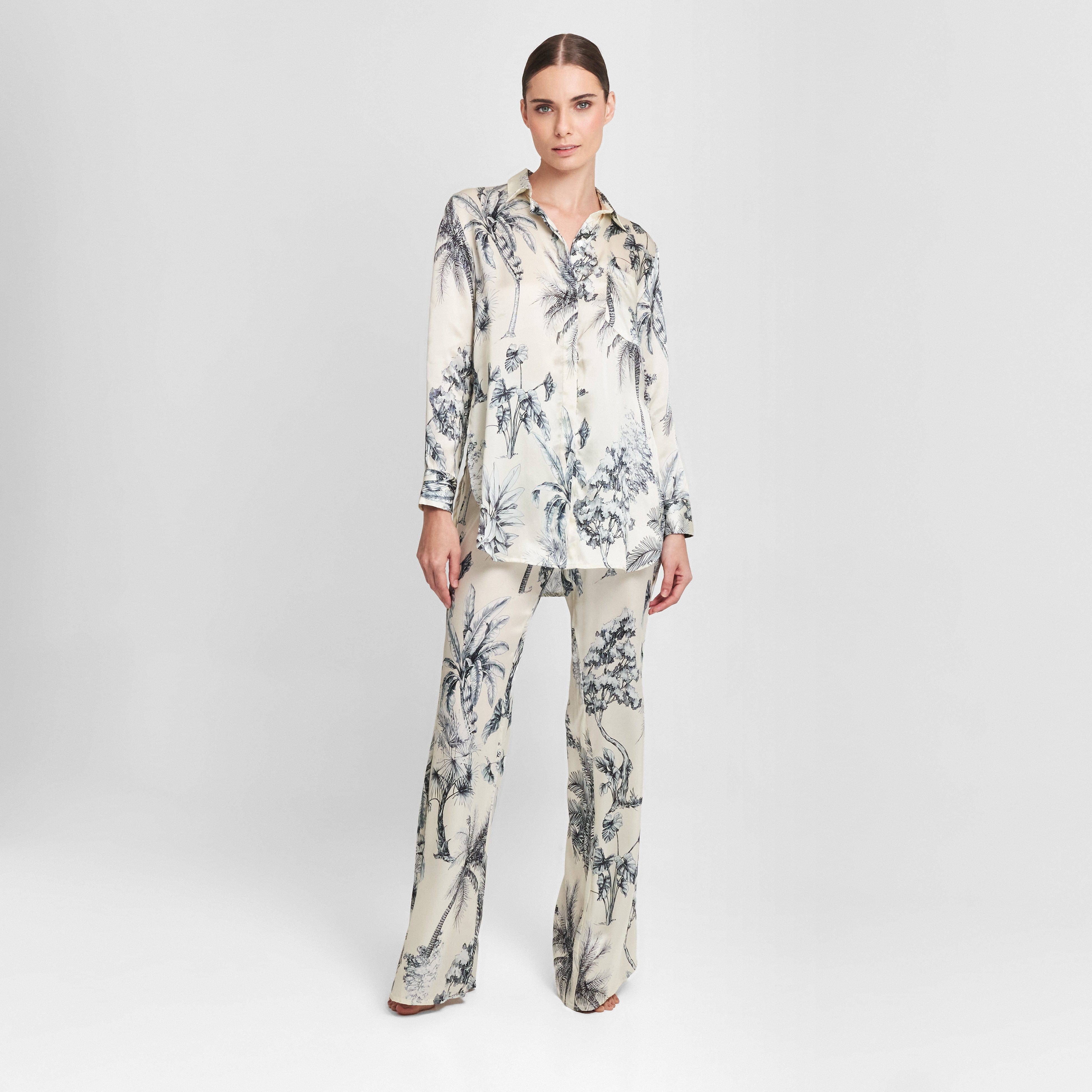 . PANTS 24 PANTS 100% SILK GRASSE BLEUE