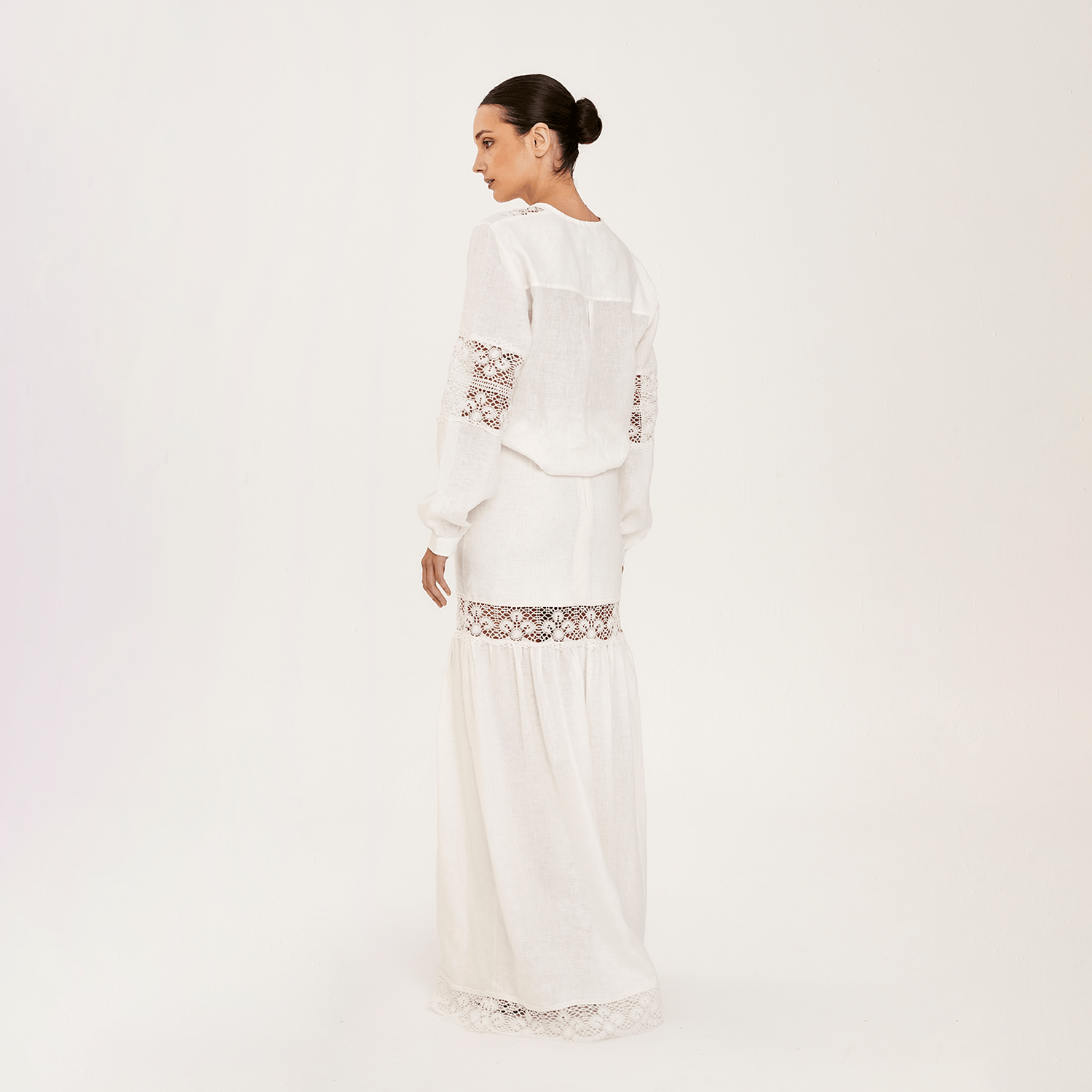 . SKIRT 26 MERMAID SKIRT 100% LINEN BLANC 523A