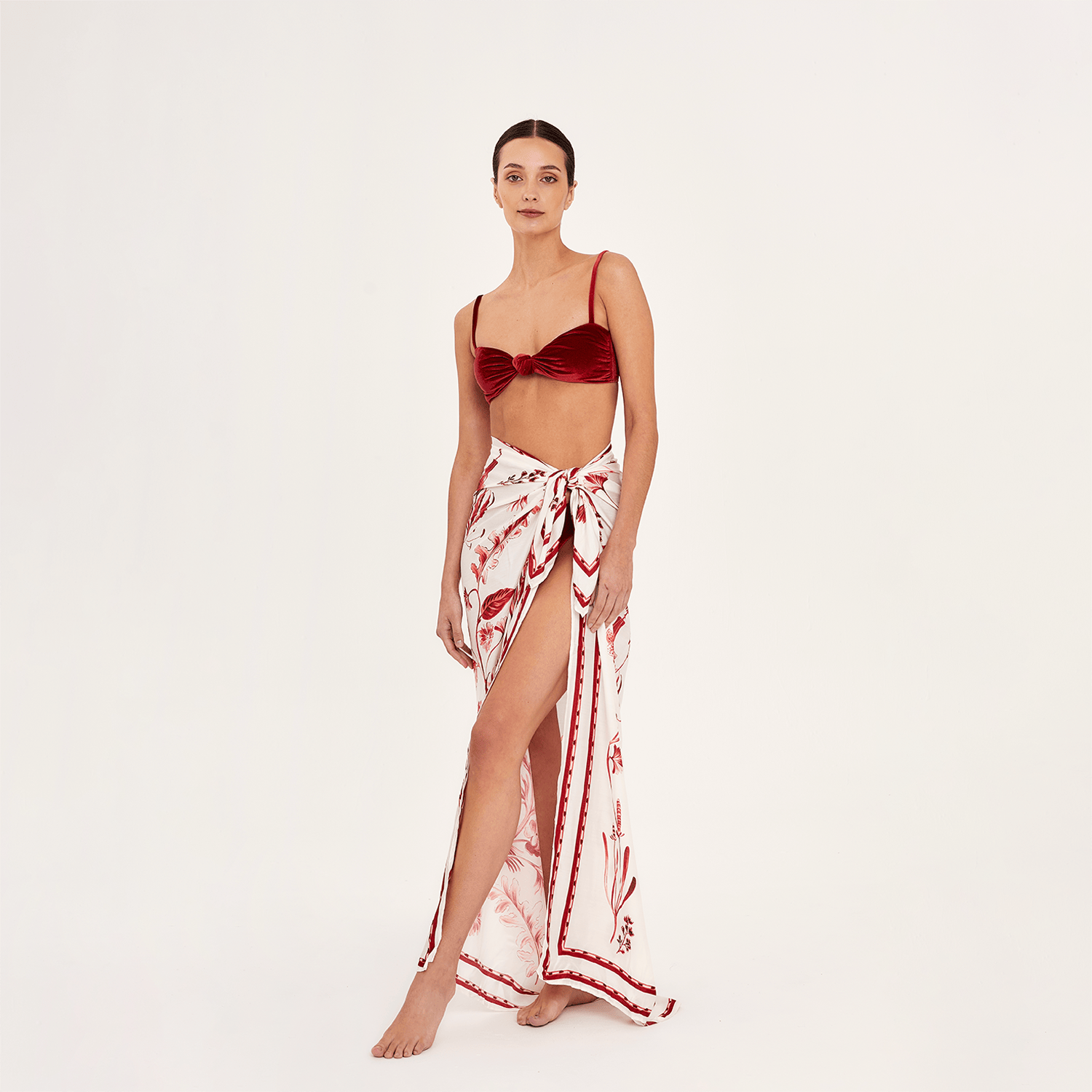 . SKIRT 26 U PAREO / SCARF SILK VISCOSE ROUGE 500