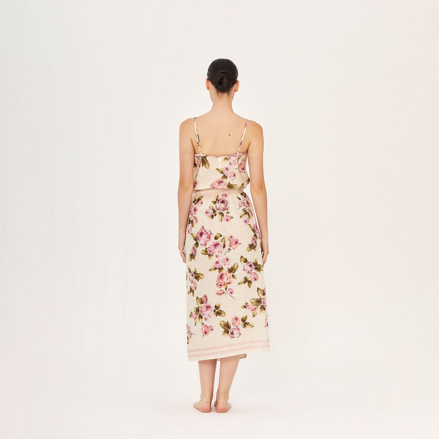 . SKIRT 26 WRAP SKIRT 100% LINEN ROSE 527 LI