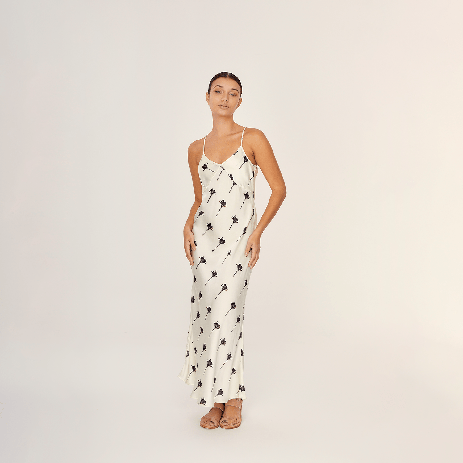 . DRESS 25 MIDI SLIP DRESS 100% SILK THE PALMS 297A