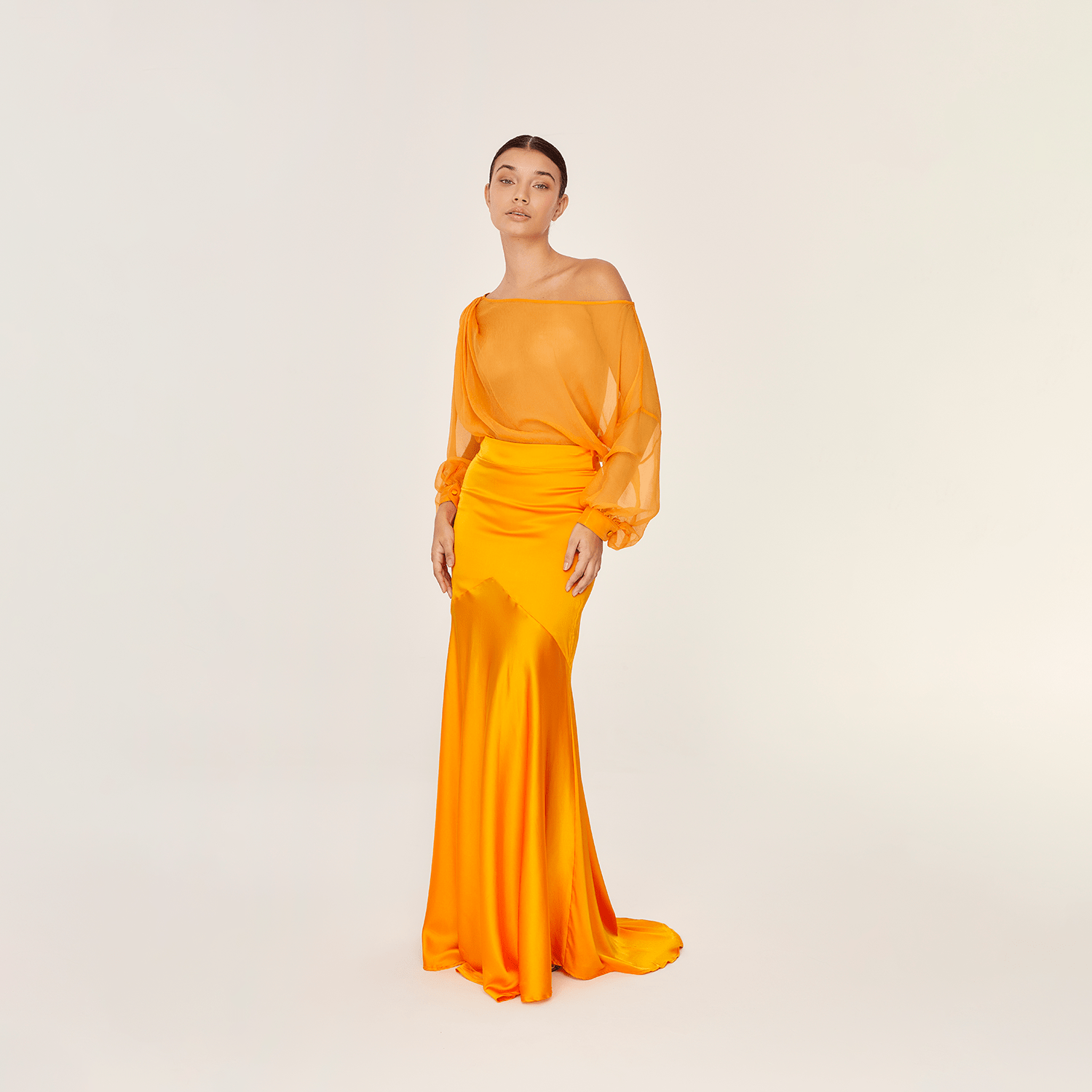 . SKIRT 25 MERMAID SKIRT SILK ELASTANE PAPAYA 523