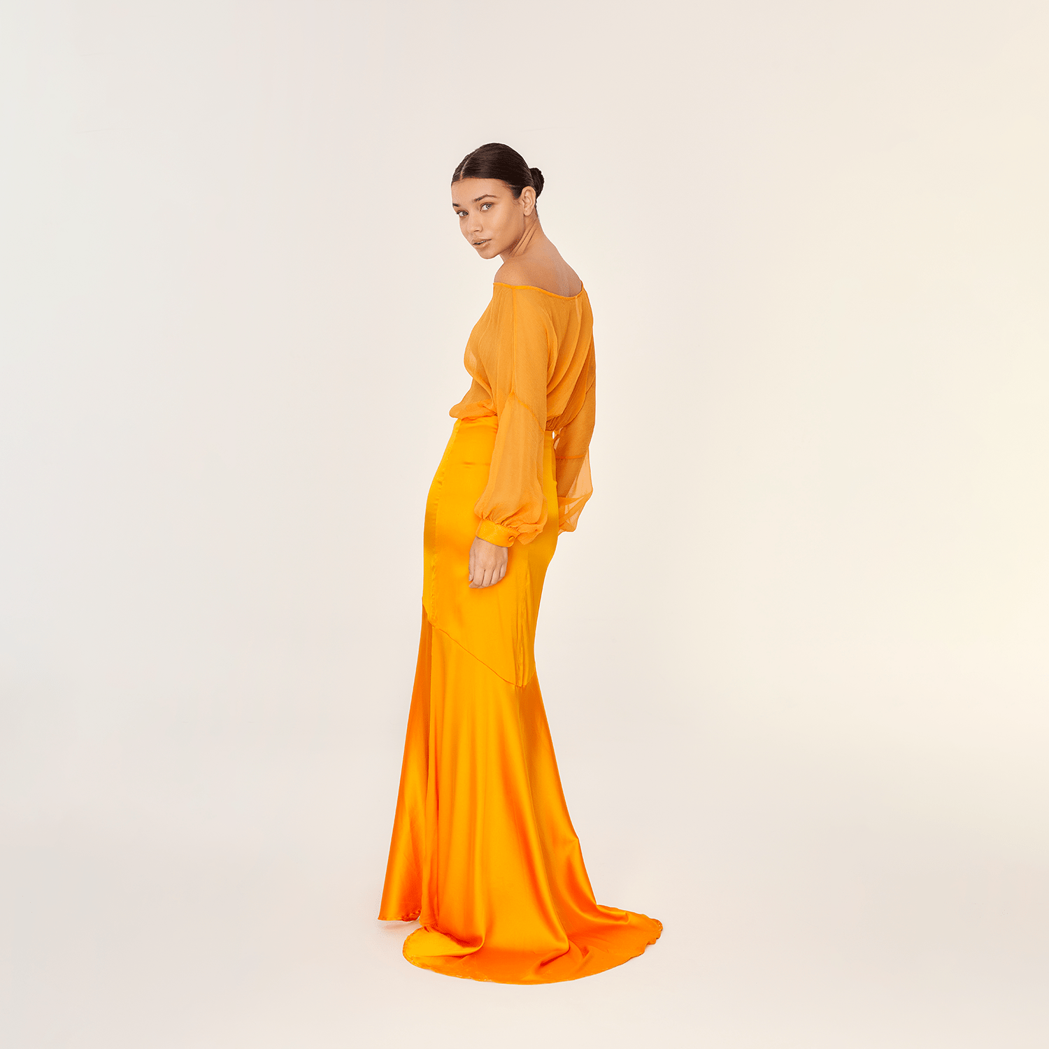 . SKIRT 25 MERMAID SKIRT SILK ELASTANE PAPAYA 523