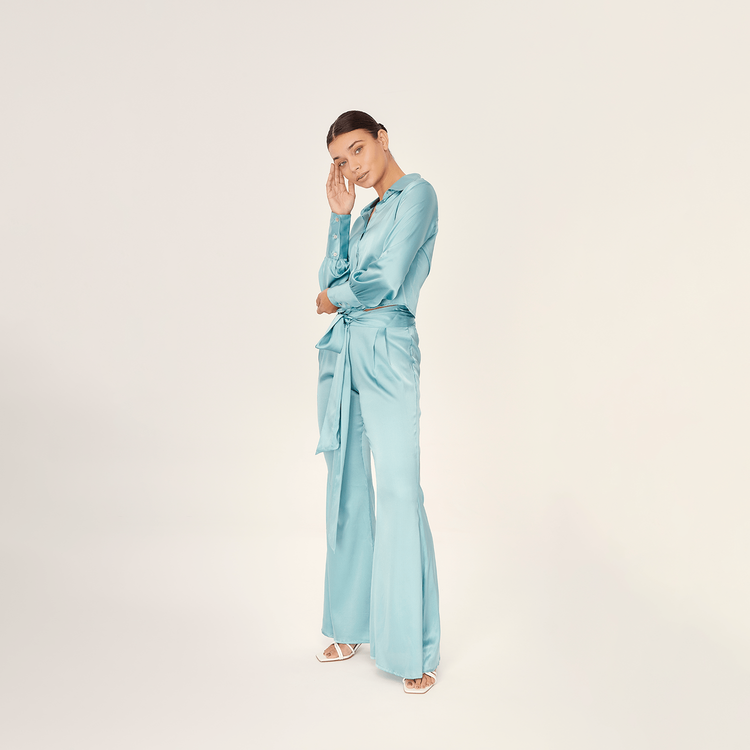 . PANTS 25 PANTS SILK ELASTANE TURQUOISE 477