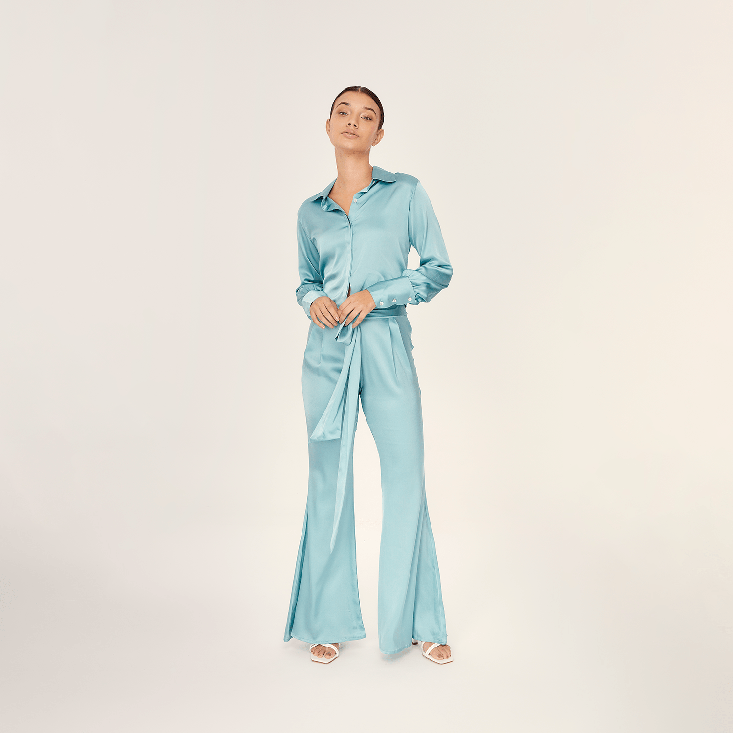 . PANTS 25 PANTS SILK ELASTANE TURQUOISE 477