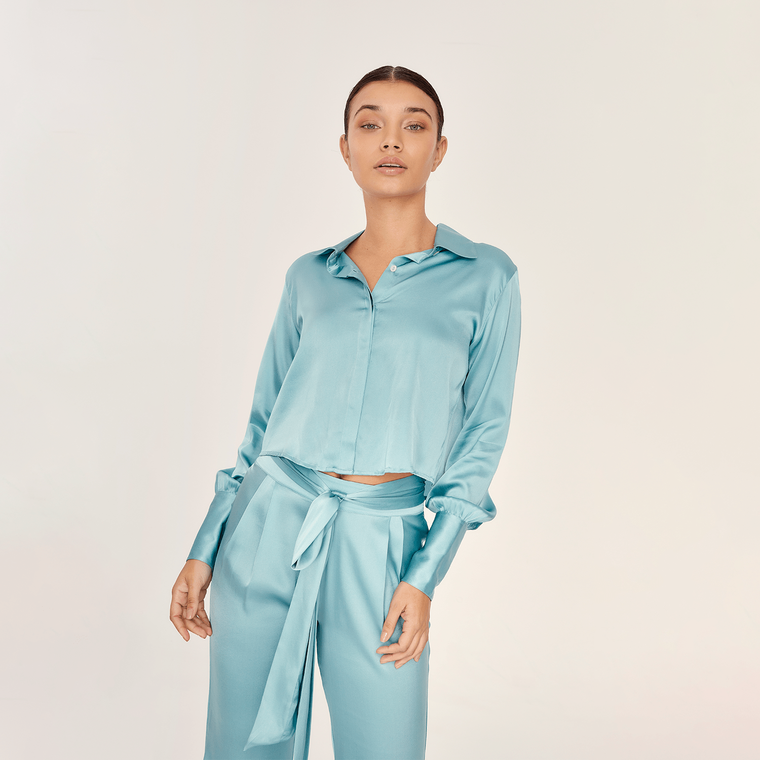 . PANTS 25 PANTS SILK ELASTANE TURQUOISE 477