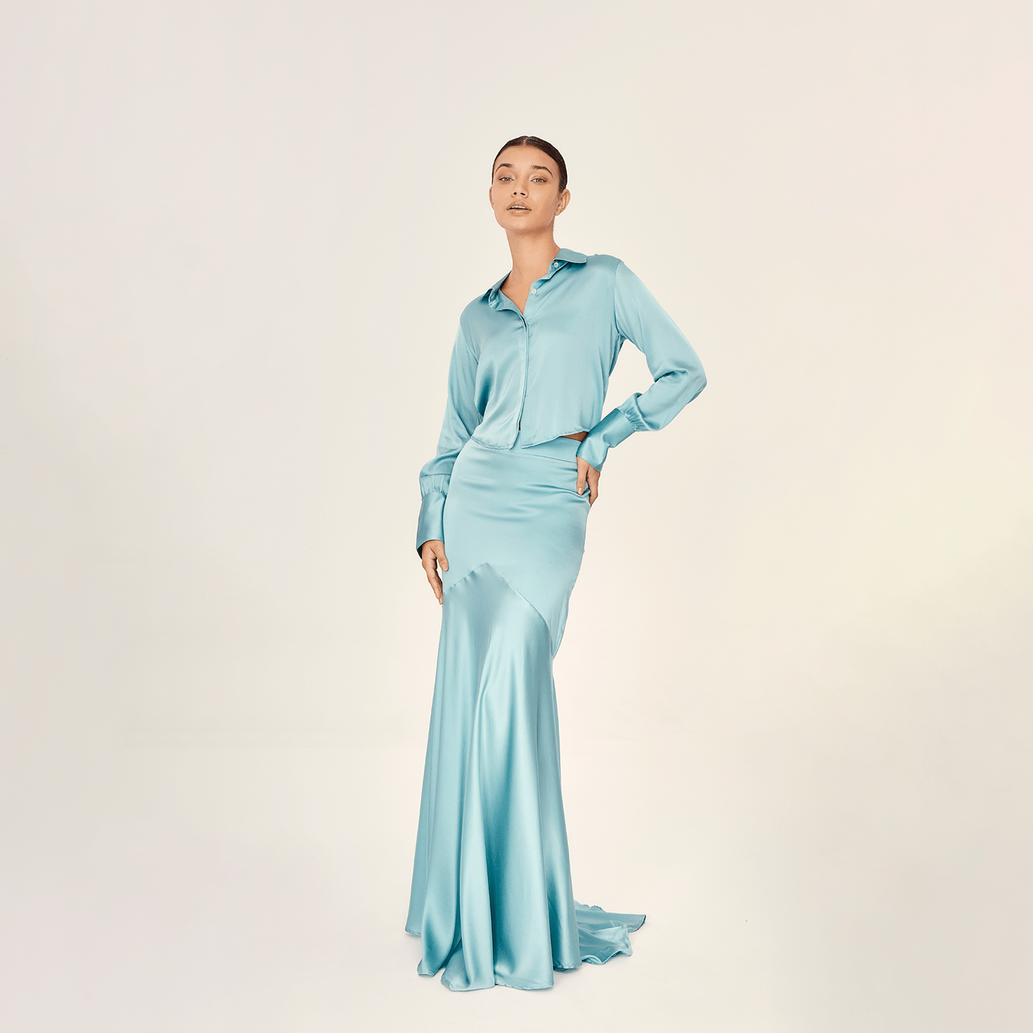 . SKIRT 25 MERMAID SKIRT SILK ELASTANE TURQUOISE 523