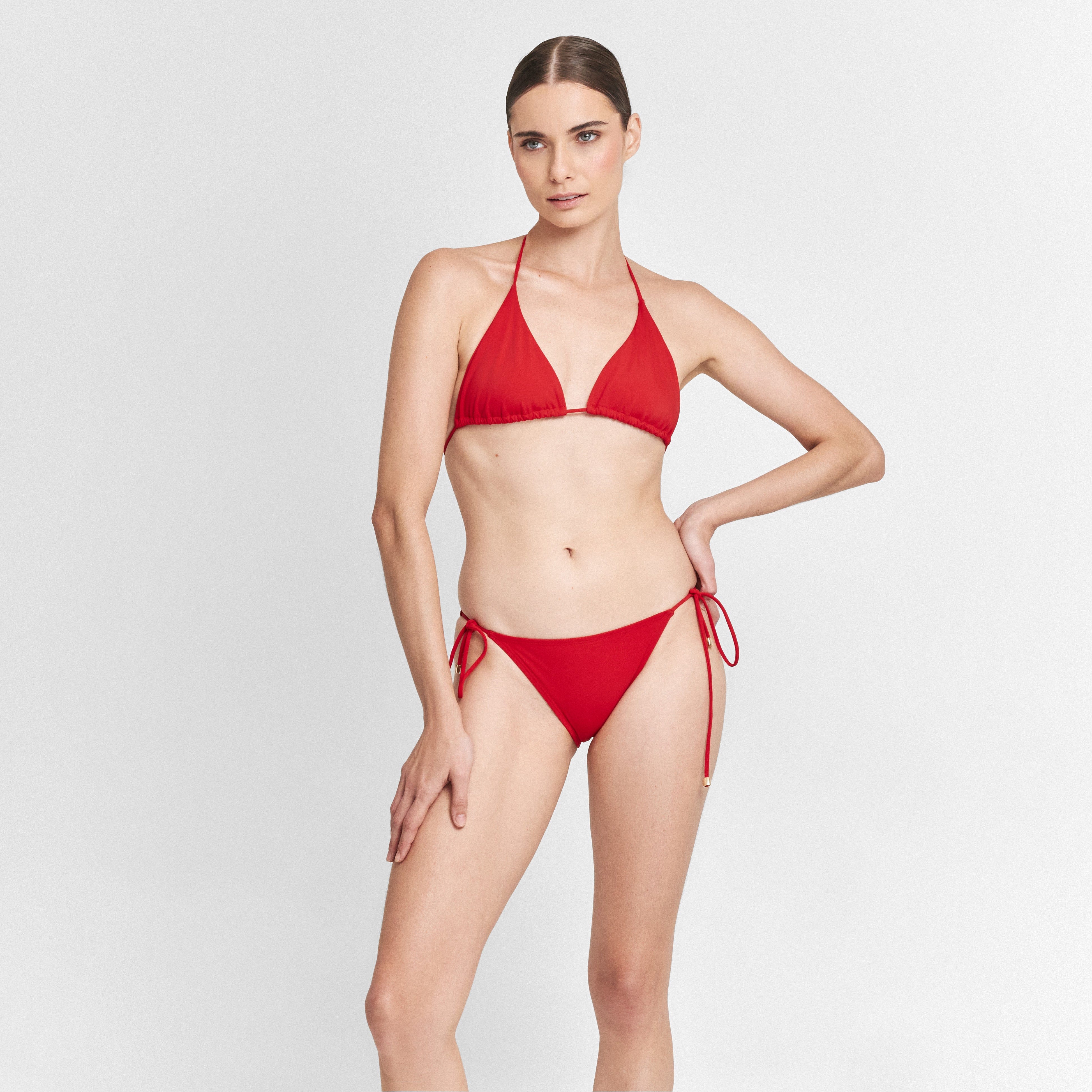 . BIKINI BOTTOM LISO SIDE TIE BOTTOM CLASSIC RED 