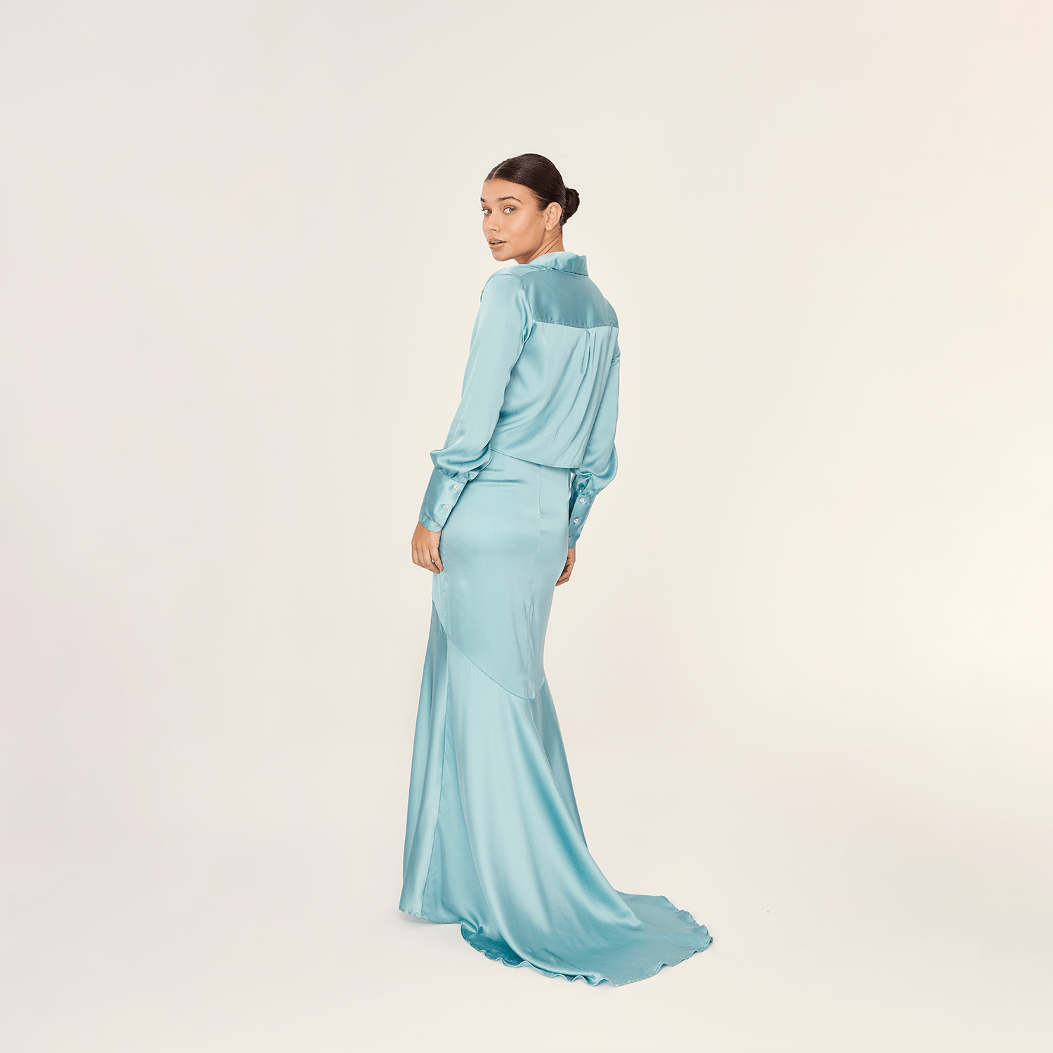 . BLOUSE 25 SHIRT SILK ELASTANE TURQUOISE 447