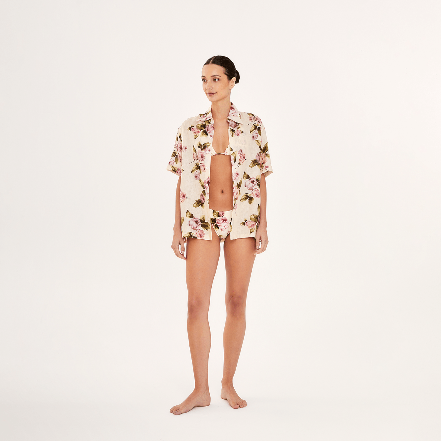 . BLOUSE 26 MENS SHIRT 100% LINEN ROSE 551