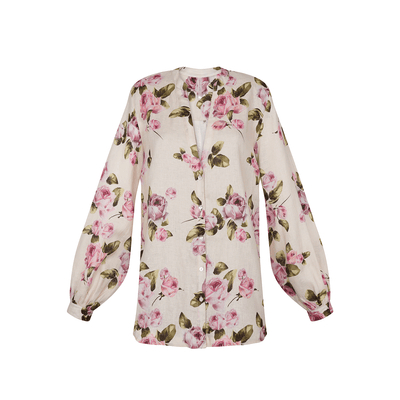 . BLOUSE 26 SHIRT 100% LINEN ROSE 446