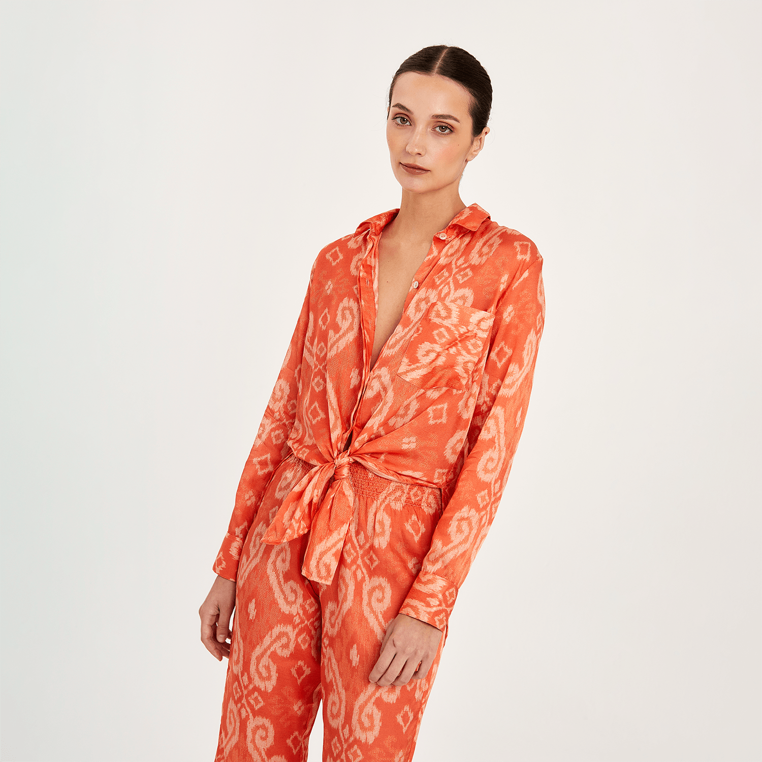 . BLOUSE 26 SHIRT COTTON SILK ORANGERS 444