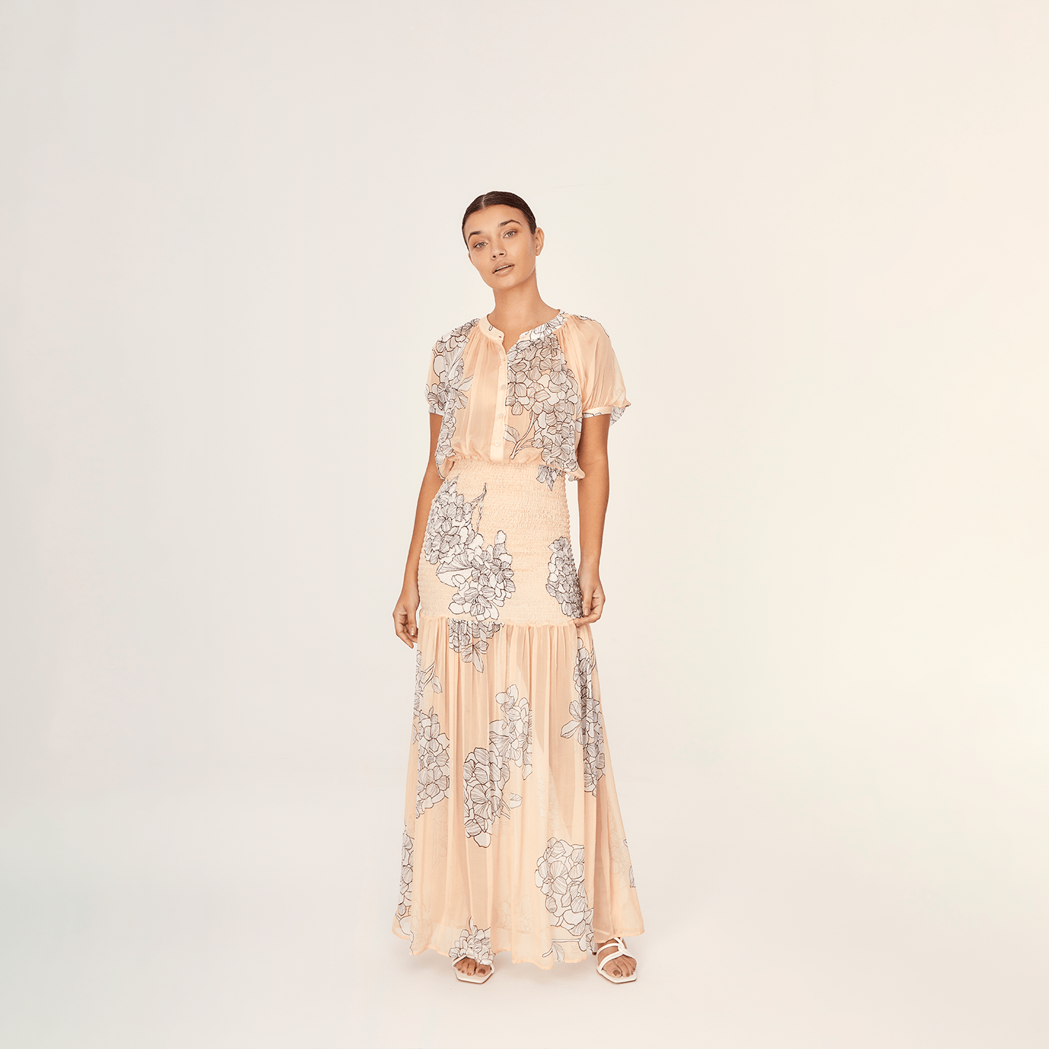 . DRESS 25 MAXI DRESS 100% SILK CHIFFON HORTENSE MAUVE 255