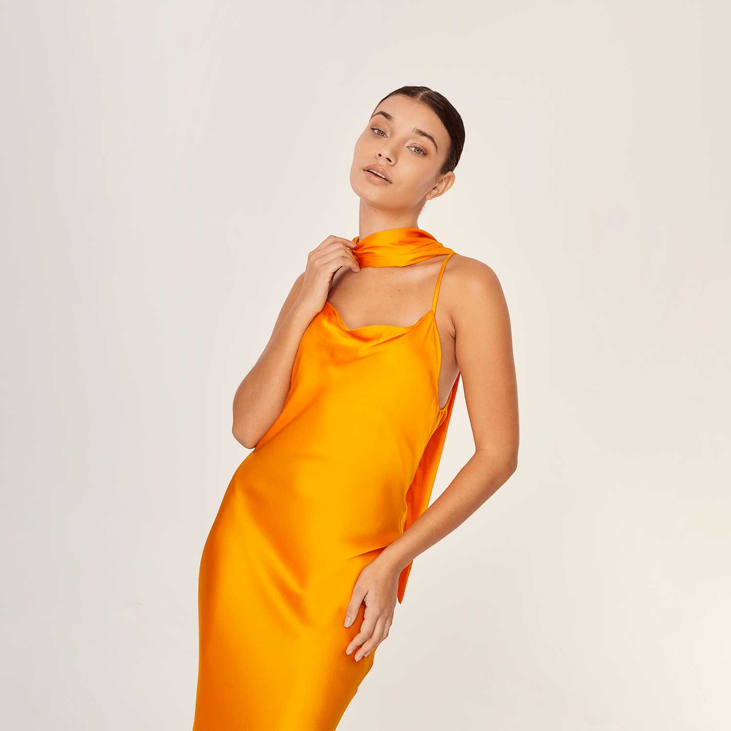 . DRESS 25 SLIP MAXI DRESS SILK ELASTANE PAPAYA 273