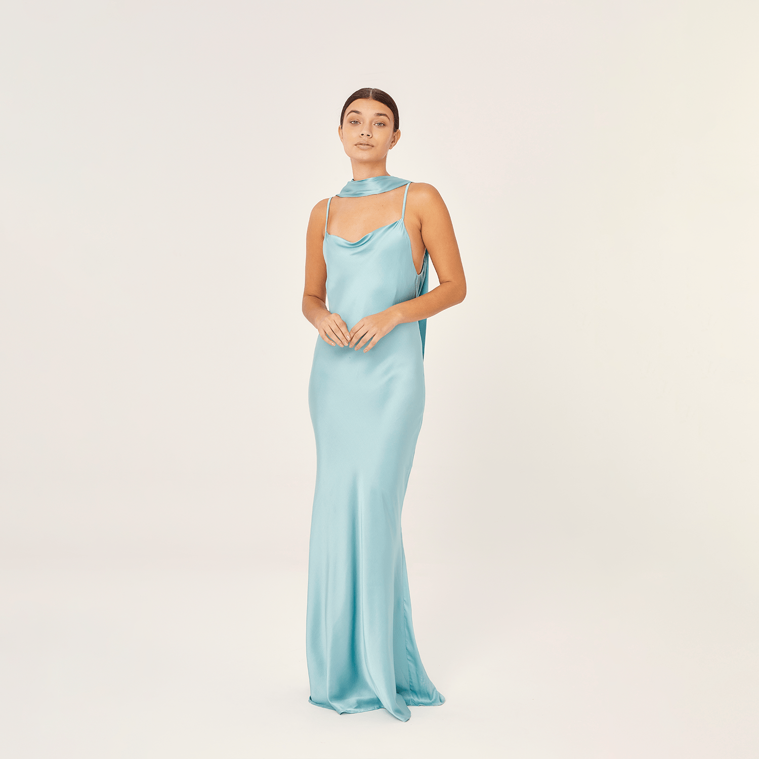 . DRESS 25 SLIP MAXI DRESS SILK ELASTANE TURQUOISE 273
