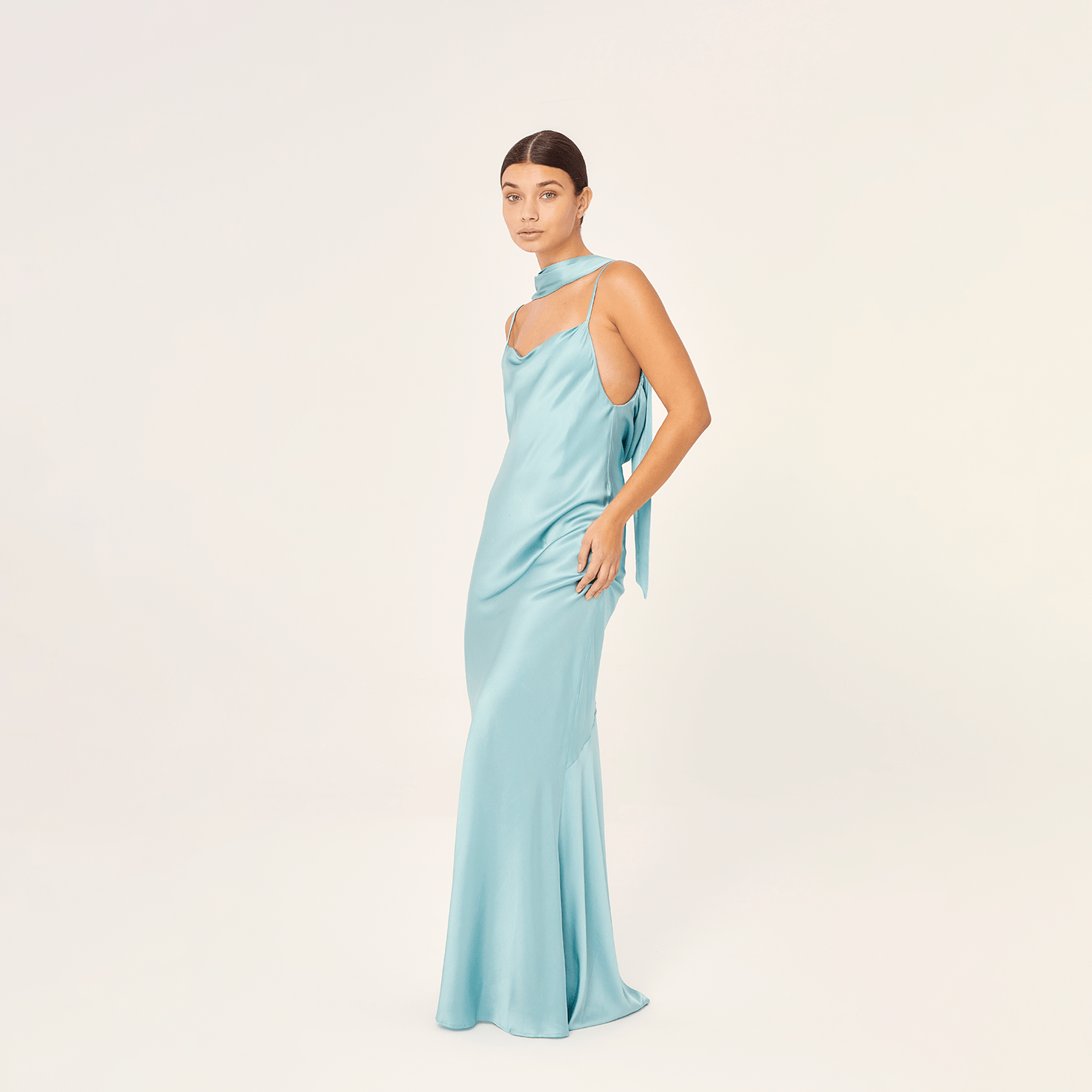 . DRESS 25 SLIP MAXI DRESS SILK ELASTANE TURQUOISE 273