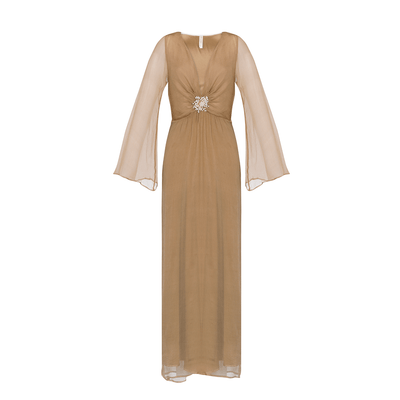 . DRESS 26 LONG DRESS 100% SILK CHIFFON DUNE 252