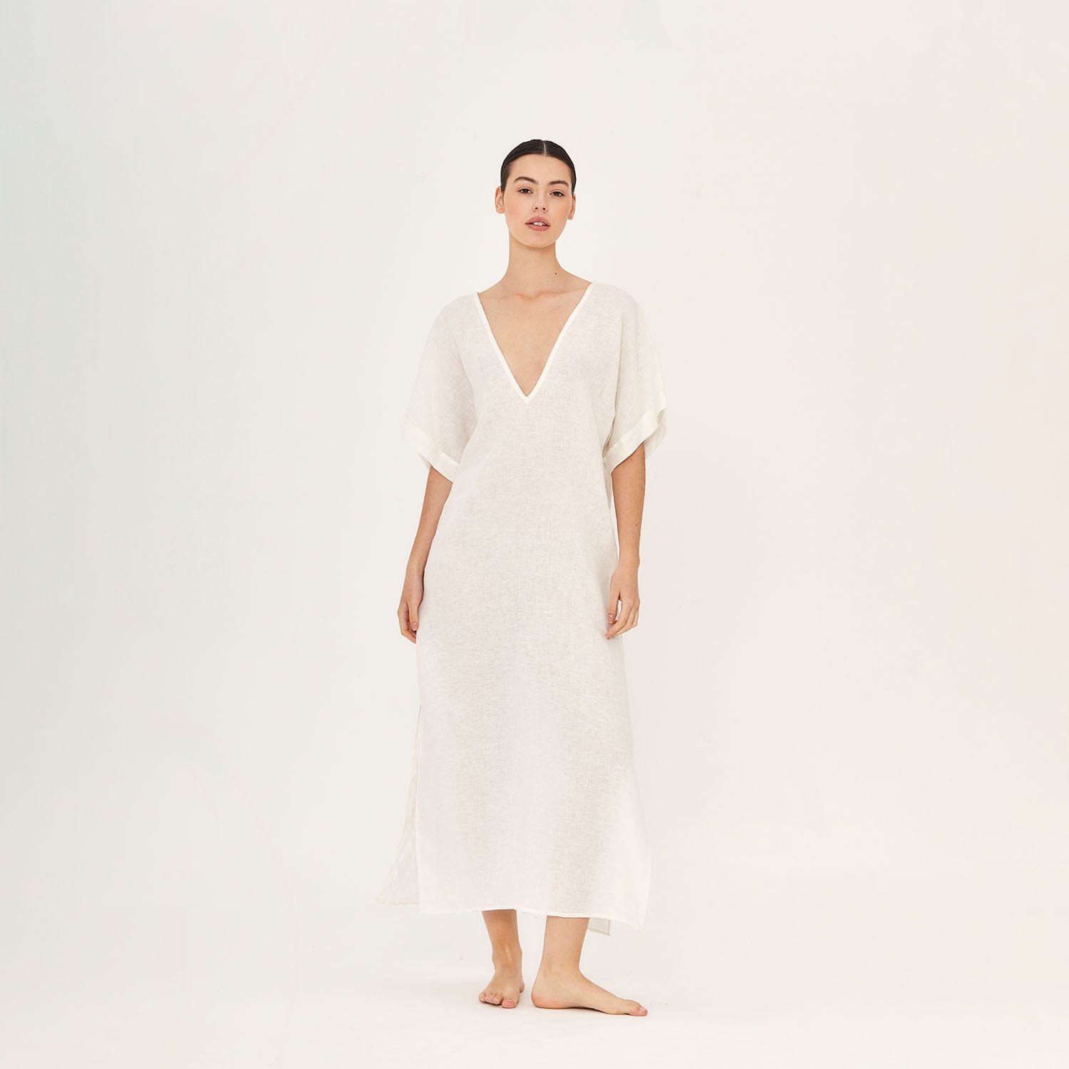 . DRESS 26 LONG TUNIC 100% LINEN BLANC 390