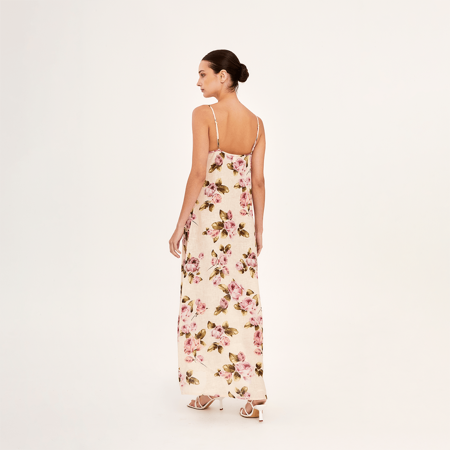 . DRESS 26 MIDI SLIP DRESS 100% LINEN ROSE 257