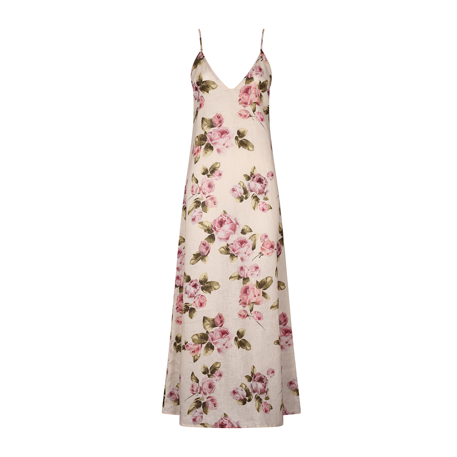 . DRESS 26 MIDI SLIP DRESS 100% LINEN ROSE 257