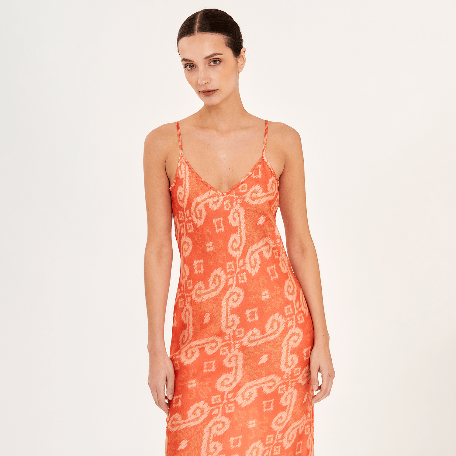 . DRESS 26 MIDI SLIP DRESS COTTON SILK ORANGERS 297