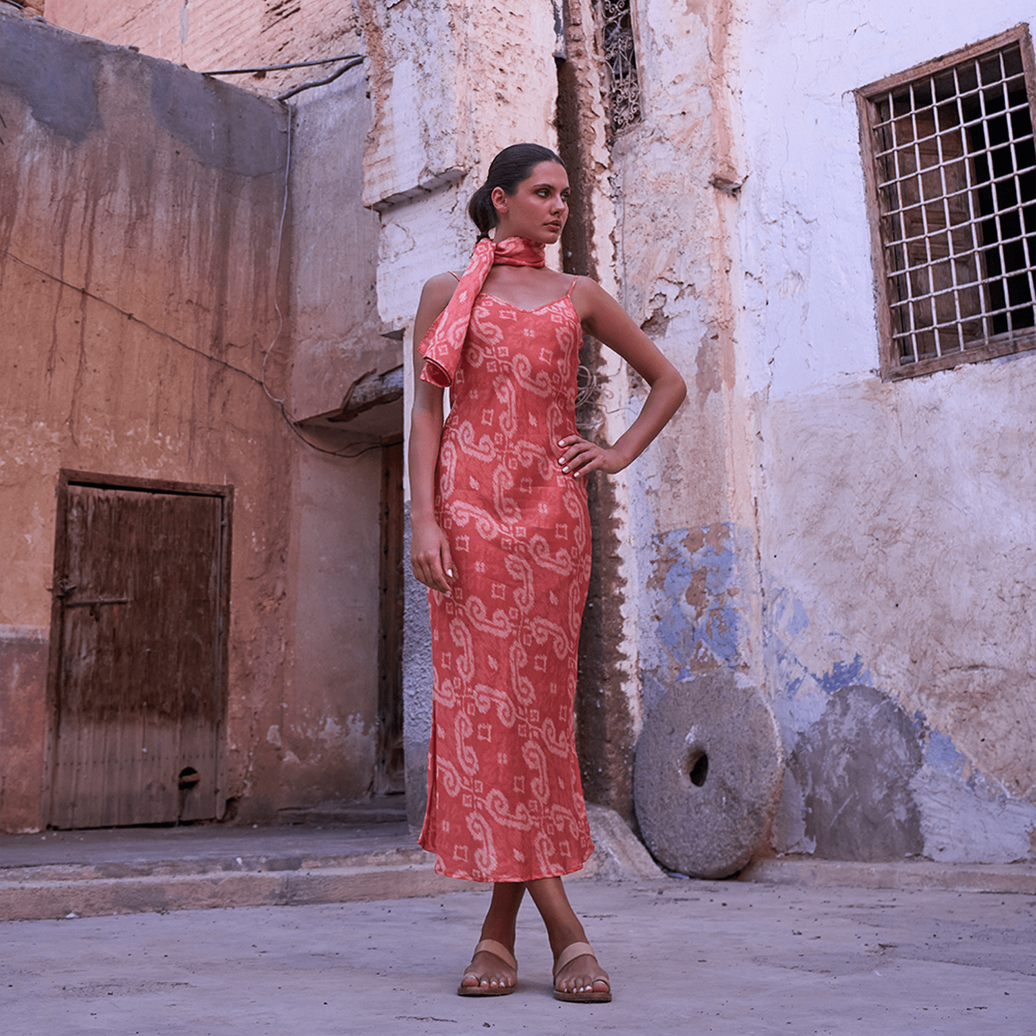 . DRESS 26 MIDI SLIP DRESS COTTON SILK ORANGERS 297