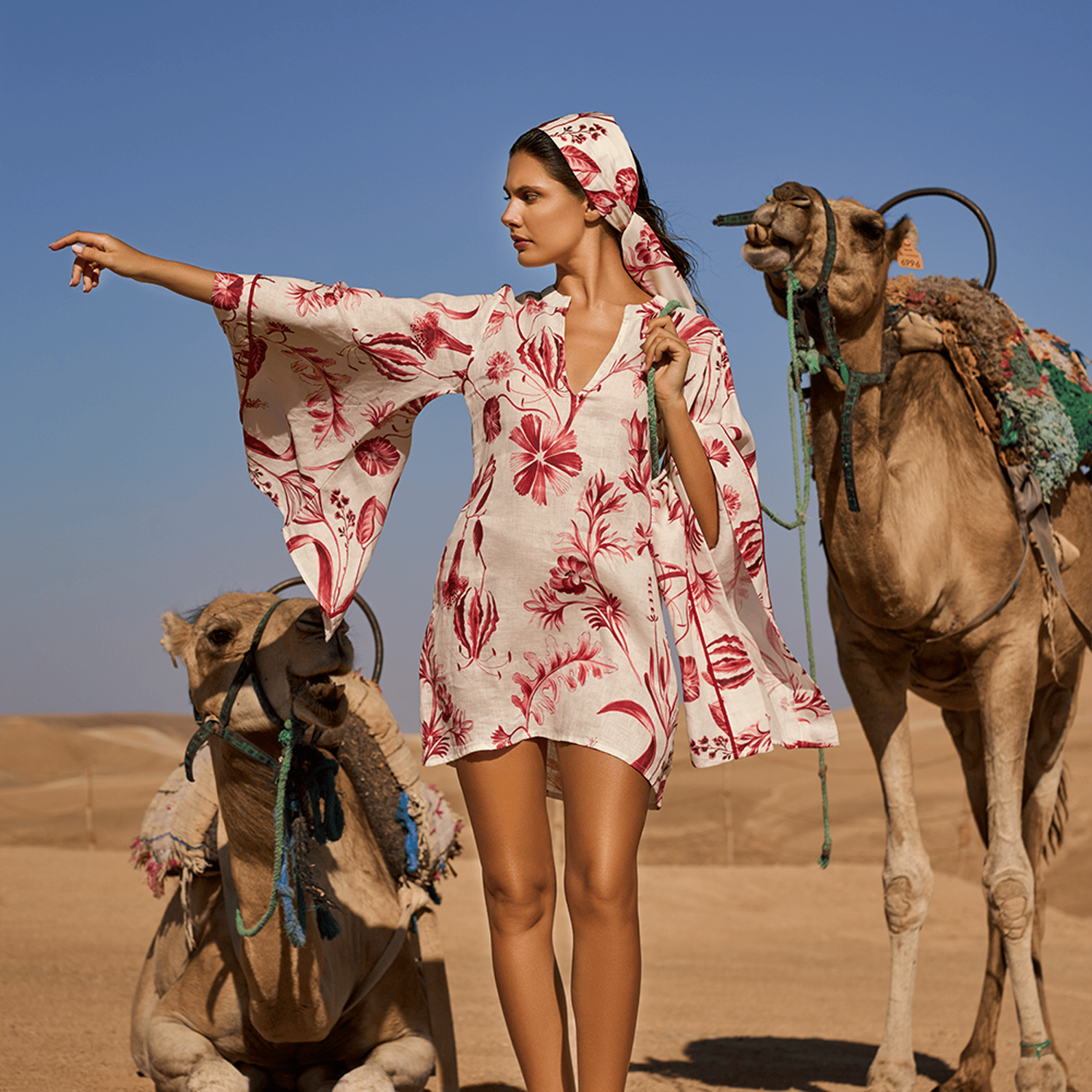 . DRESS 26 MINI DRESS 100% LINEN ROUGE 213A