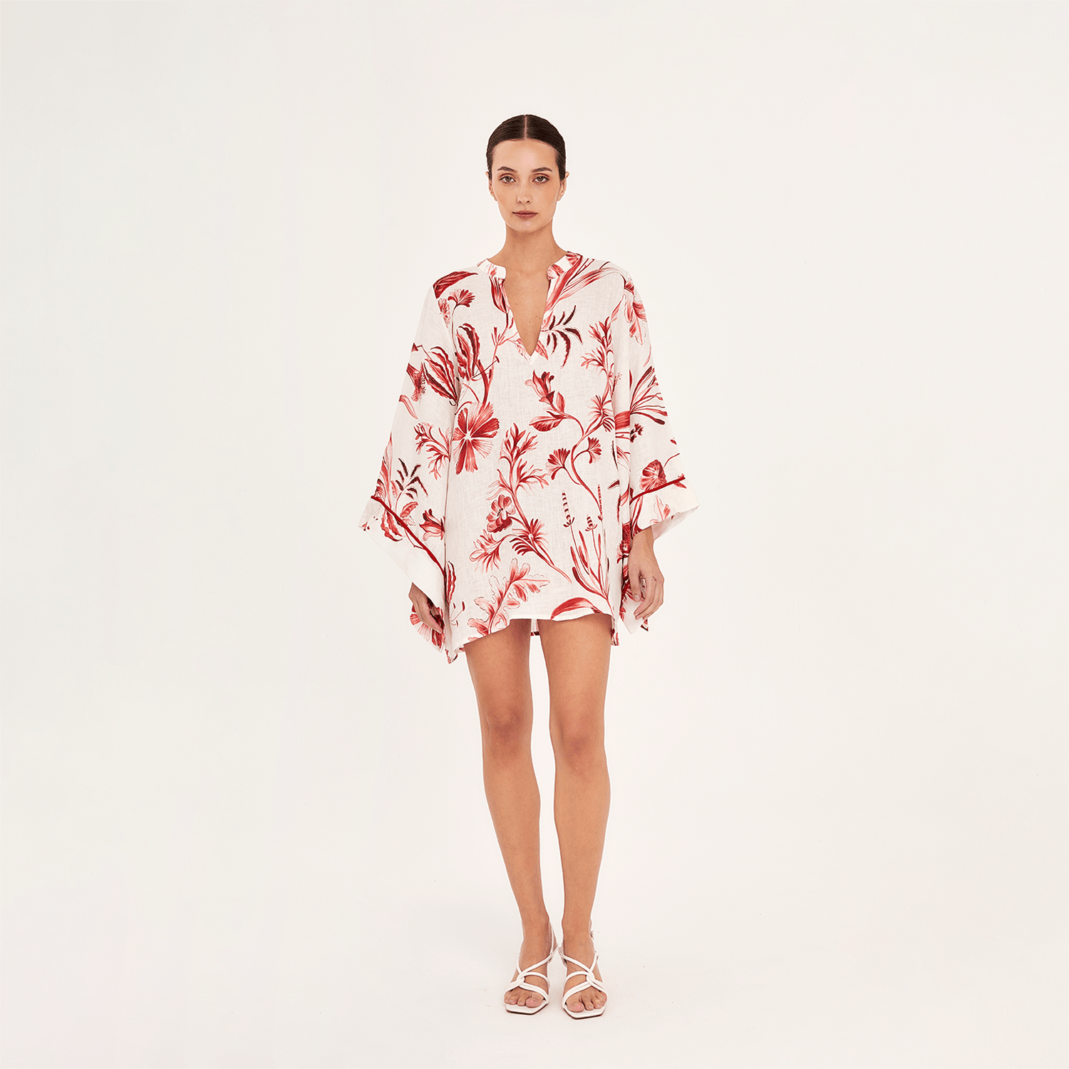 . DRESS 26 MINI DRESS 100% LINEN ROUGE 213A